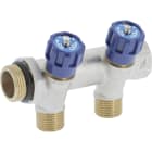 PB Tub - Collecteur 3/4"Robinet Bleu-2 dériv.1/2" Entraxe 50mm-Ø27mm-Système Alignement