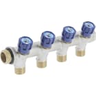 PB Tub - Collecteur 3/4"Robinet Bleu-4 dériv.1/2" Entraxe 50mm-Ø27mm-Système Alignement