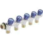 PB Tub - Collecteur 3/4"Robinet Bleu-5 dériv.1/2" Entraxe 50mm-Ø27mm-Système Alignement