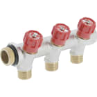 PB Tub - Collecteur 3/4"Robinet Rouge-3 dériv1/2" Entraxe 50mm-Ø27mm-Système Alignement