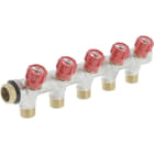 PB Tub - Collecteur 3/4"Robinet Rouge-5 dériv1/2" Entraxe 50mm-Ø27mm-Système Alignement