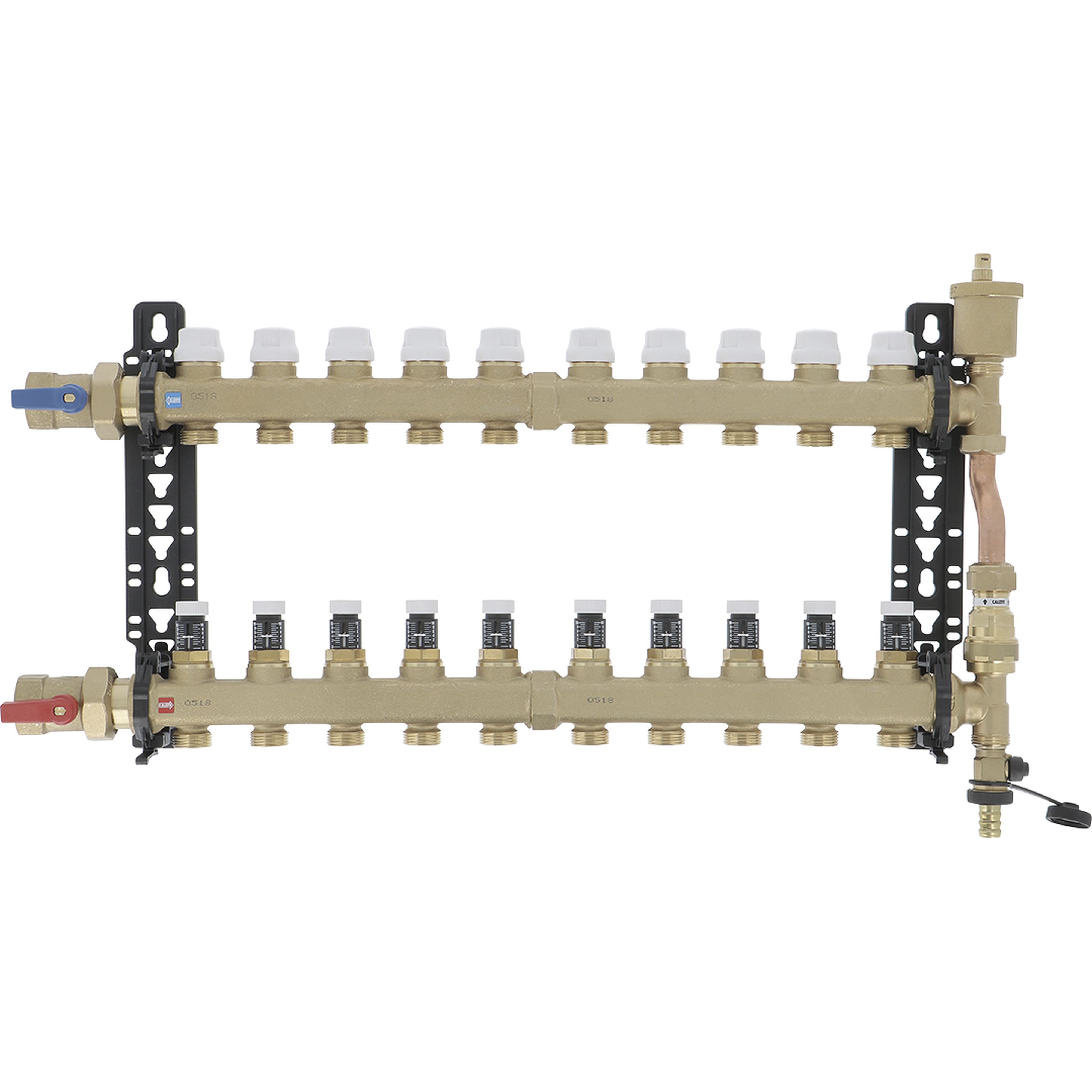 PB Tub - ¤Collecteur S2 Ø 1"- 10 circuits *6626L7 Ensemble complet en Laiton