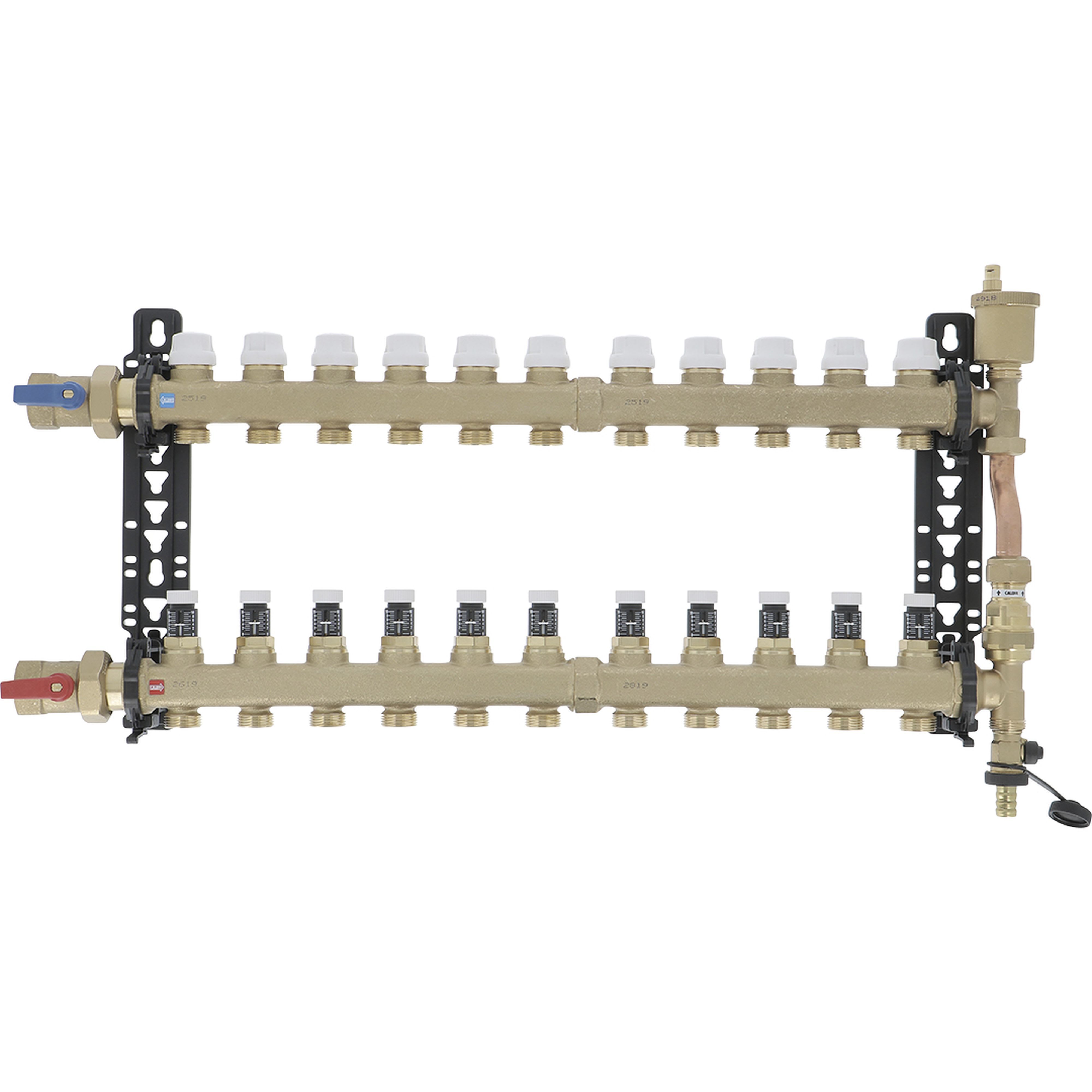 PB Tub - ¤Collecteur S2 Ø 1"- 11 circuits *6626M7 Ensemble complet en Laiton