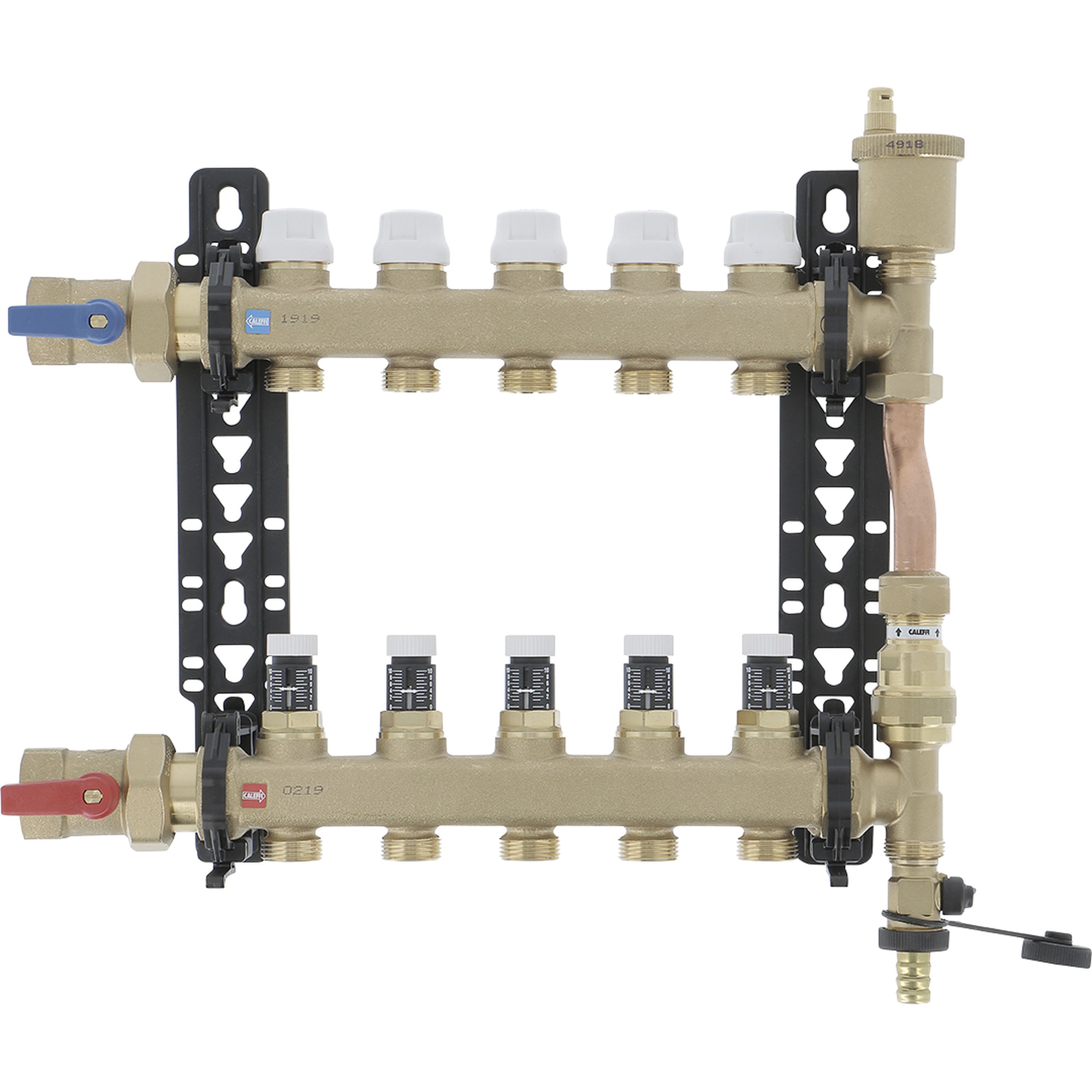PB Tub - ¤Collecteur S2 Ø 1"- 5circuits *6626E7 Ensemble complet en Laiton