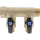 PB Tub - Collecteur 3/4"-2 Vannes intégrées 1/2" Capuchon bleu/rouge-Entraxe 50mm