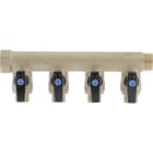 PB Tub - Collecteur 3/4"-4 Vannes intégrées 1/2" Capuchon bleu/rouge-Entraxe 50mm