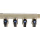 PB Tub - Collecteur 3/4"-4 Vannes intégrées 1/2" Capuchon bleu/rouge-Entraxe 50mm