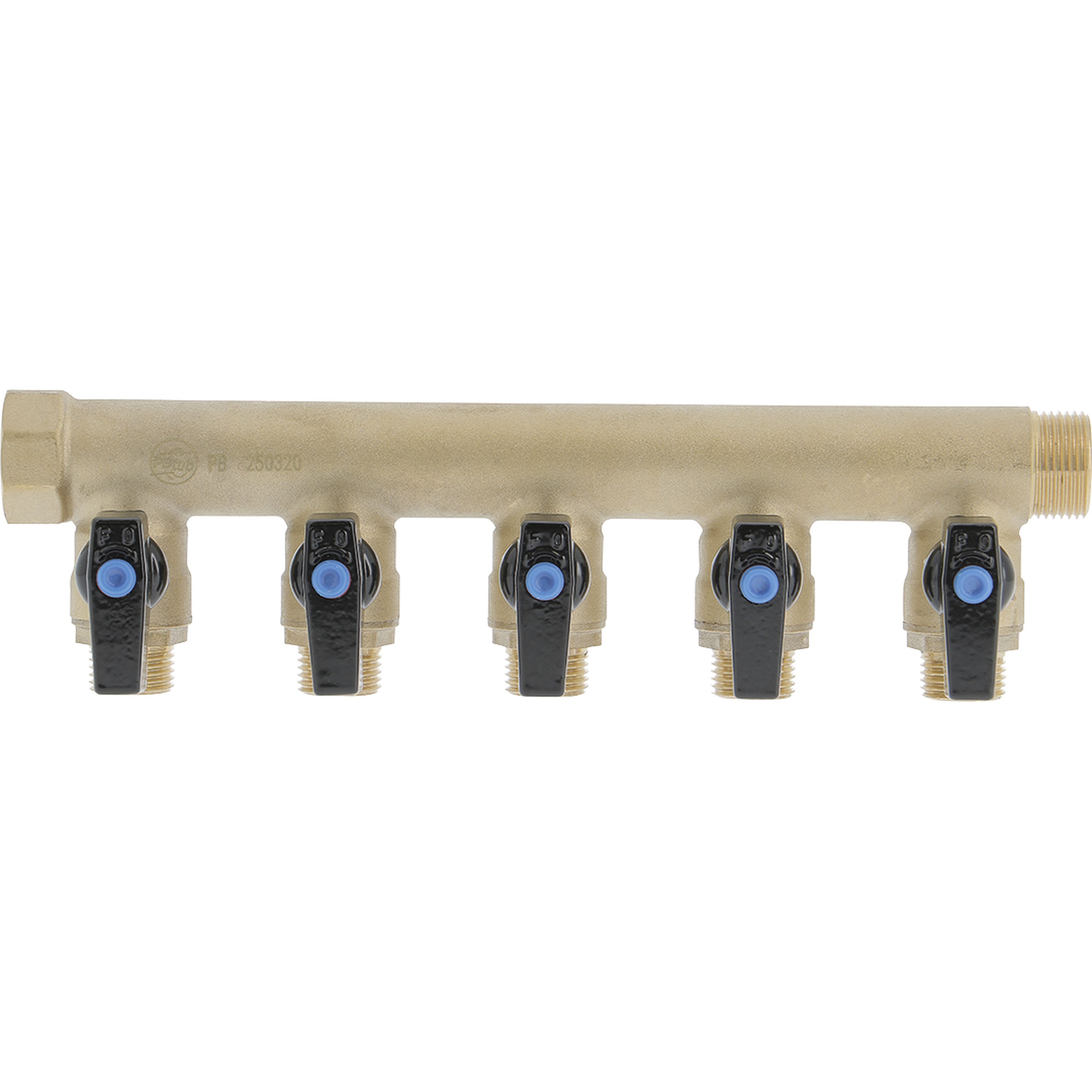 PB Tub - Collecteur 3/4"-5 Vannes intégrées 1/2" Capuchon bleu/rouge-Entraxe 50mm