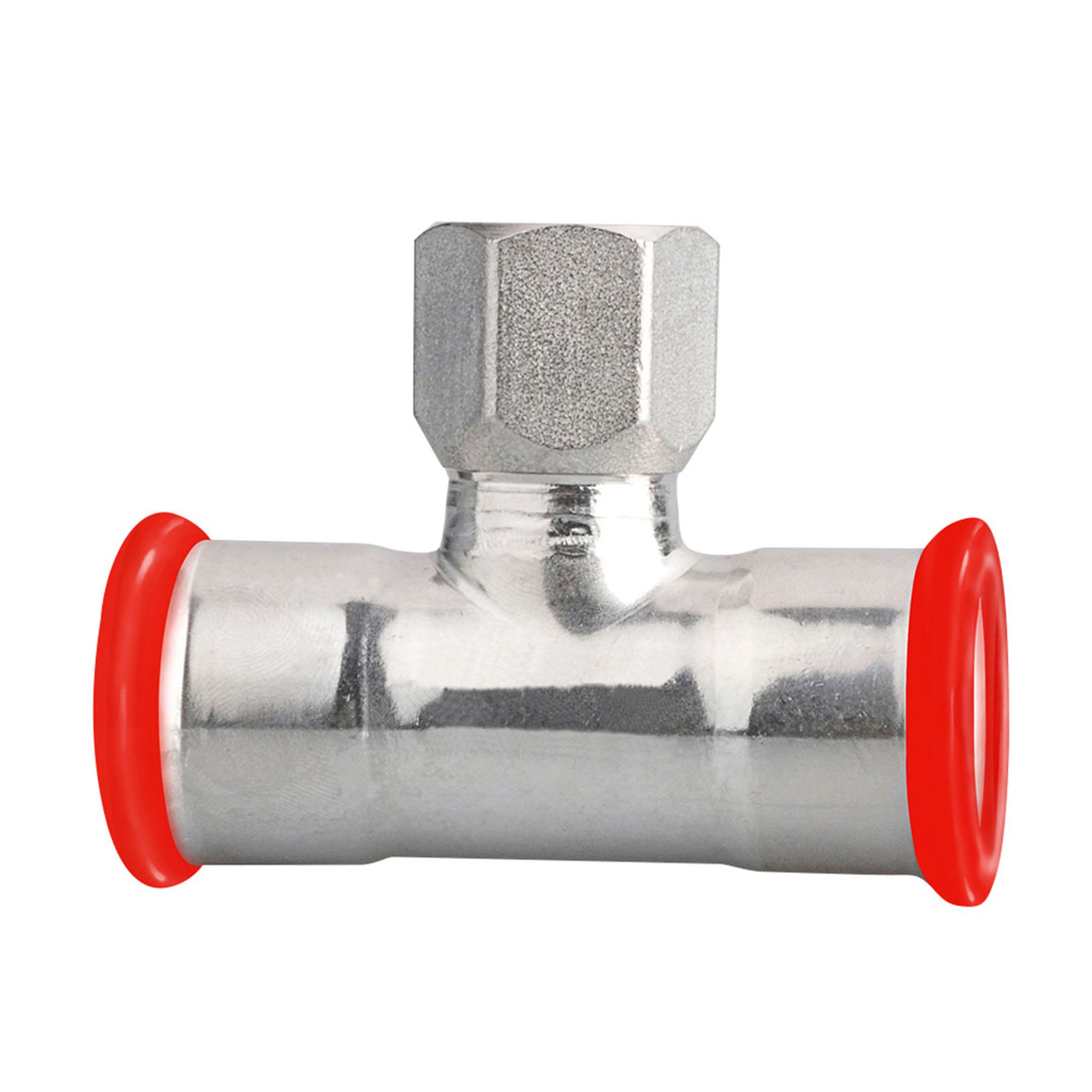 PB Tub - Té à sertir EZ Femelle 1/2" Ø 15 mm Système SERTIsteel Carbone- Empreinte M