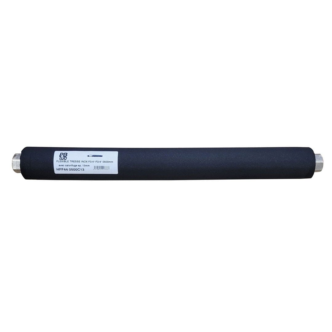 PB Tub - PBflex F3/4"-M3/4" 500mm-EPDMØ 13mm Avec Isolant 19mm-Tresse inox-4MS