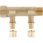 PB Tub - Collecteur G 3/4"-PER Ø16- 2 dériv. 1/2" Racc. SERTIgliss intégrés-Entraxe 50mm