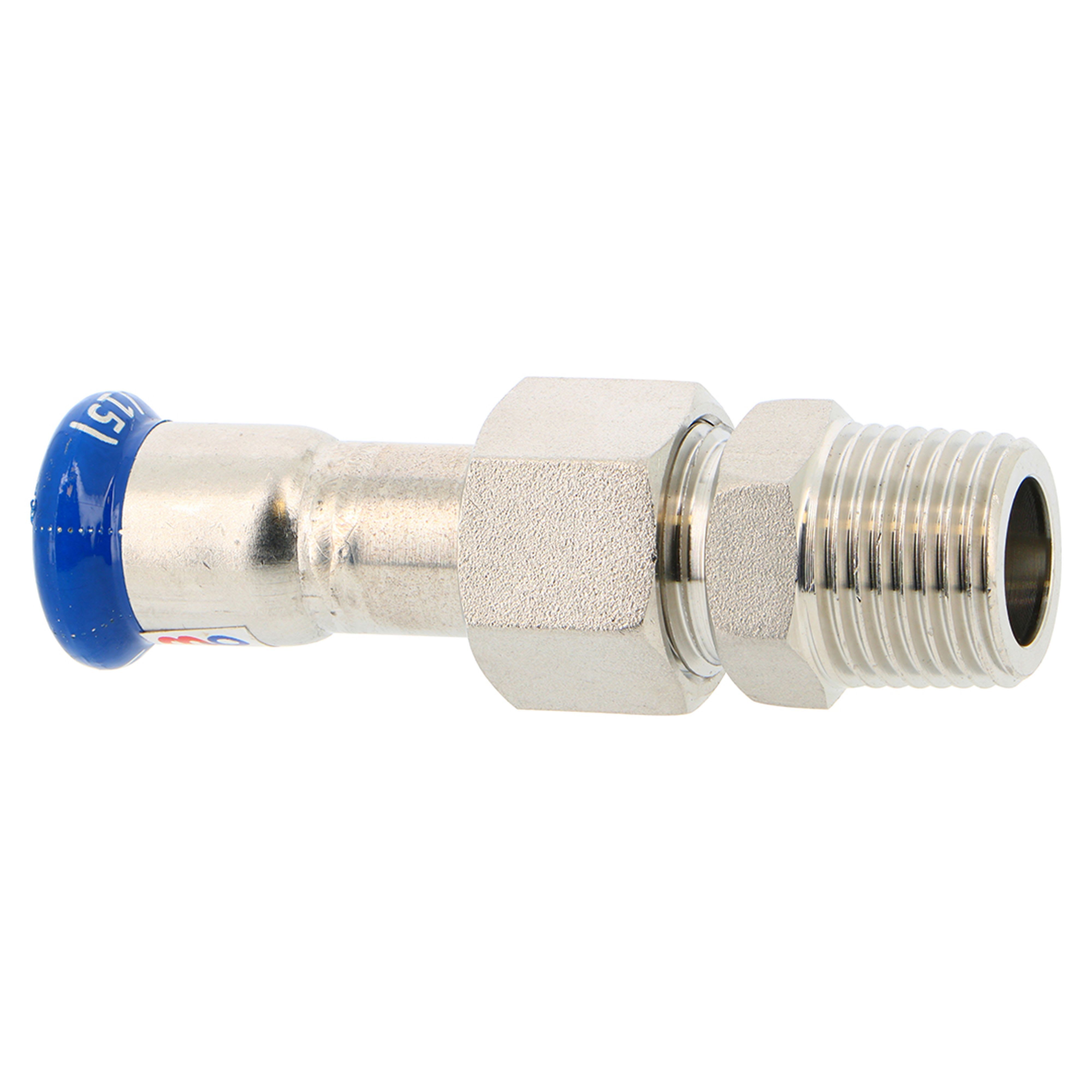 PB Tub - Raccord union à sertir M1/2" Inox Ø 18mm Système SERTIsteel Inox - Empreinte M