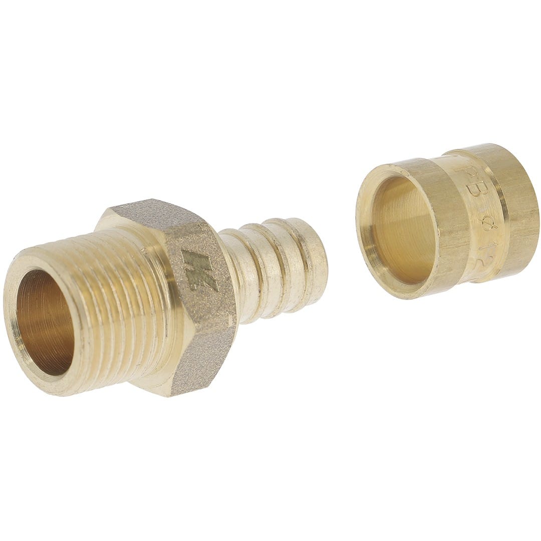 PB Tub - Mâle Fixe 3/4"- PER Ø 13x16 mm Raccord à glissement laiton SERTIgliss