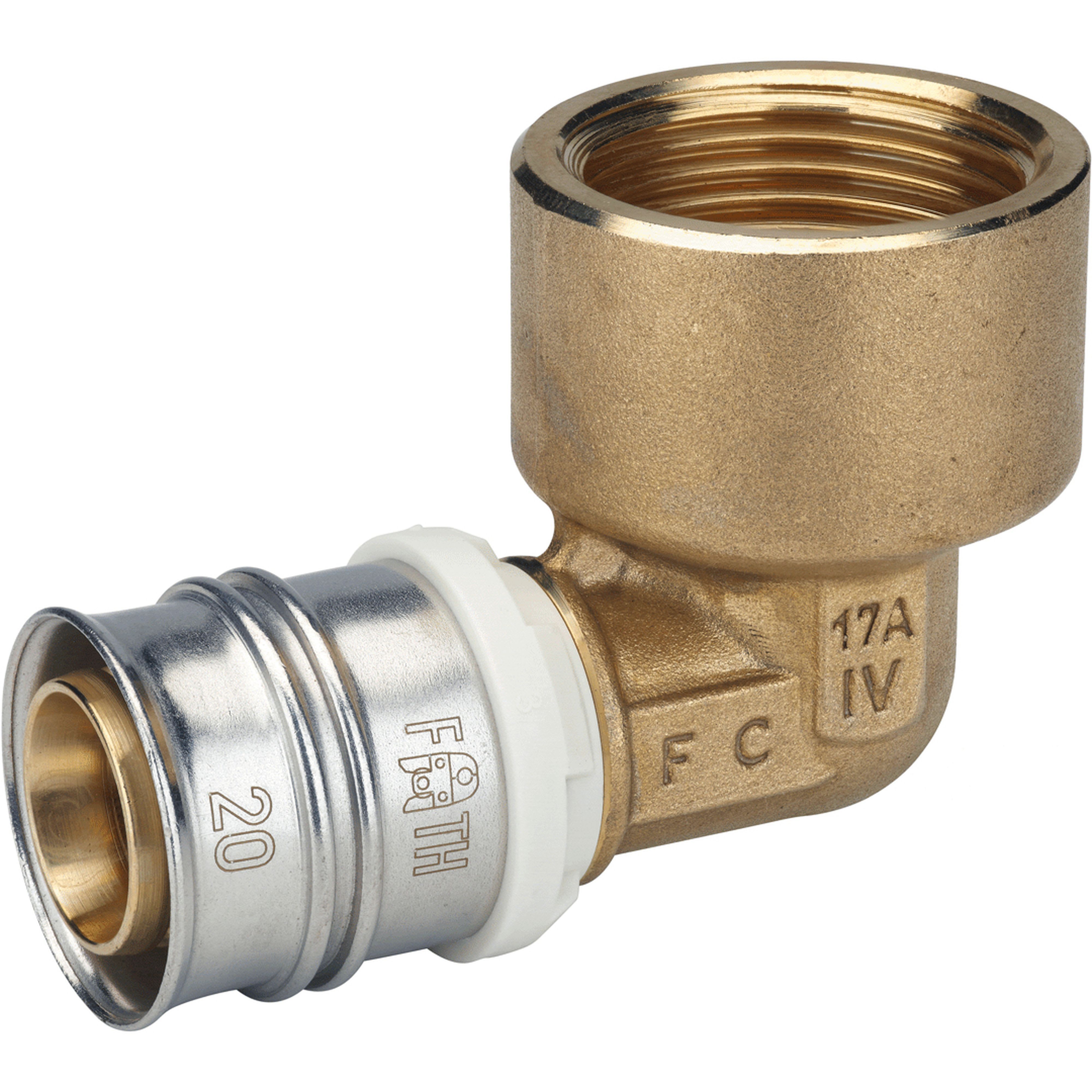 PB Tub - Coude 90° laiton F 1/2"-turatec Ø20mm MC à sertir empreinte F ou TH-8292079201