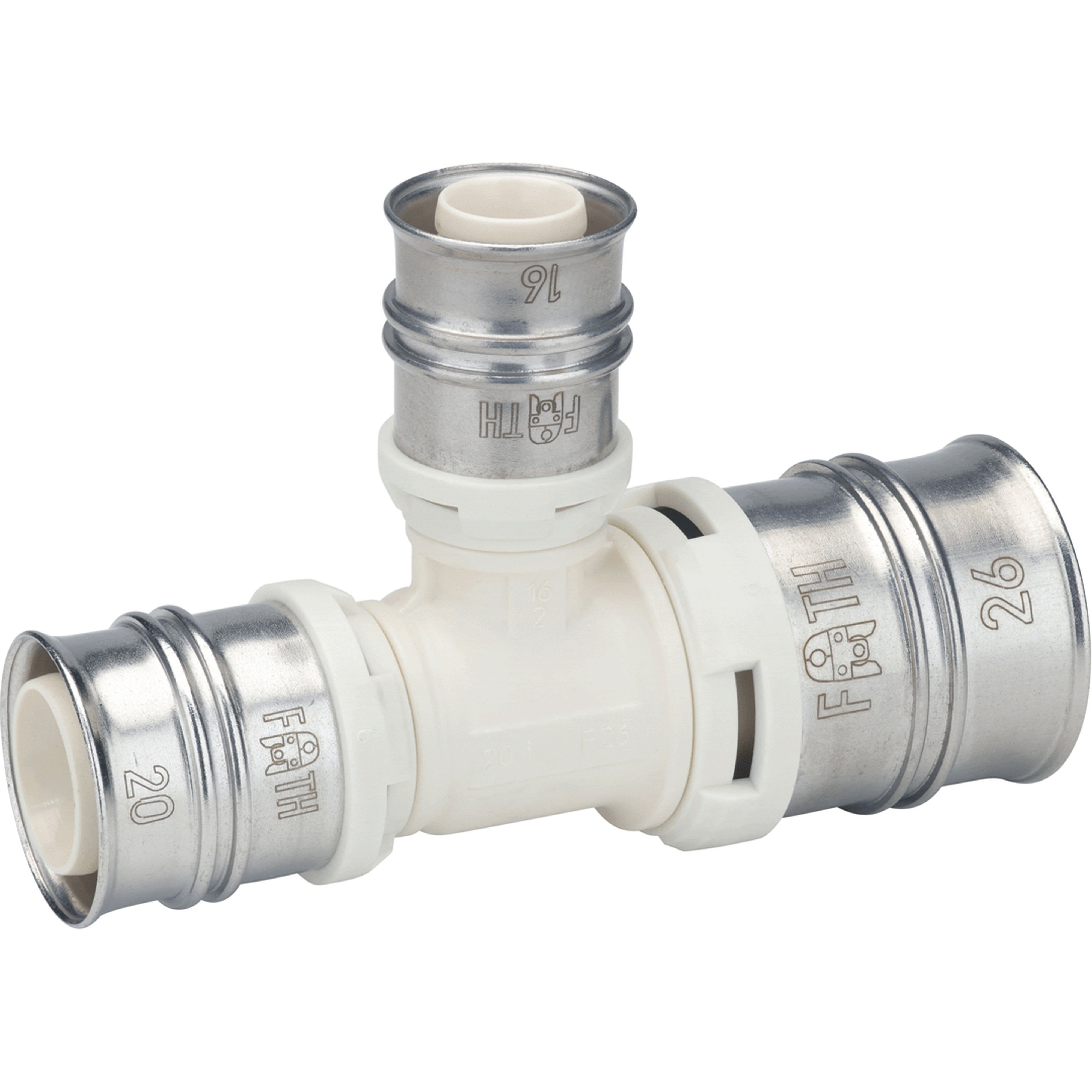 PB Tub - Té Inégal PPSU turatec Ø 26-16-20mm MC à sertir empreinte F ou TH-82826335