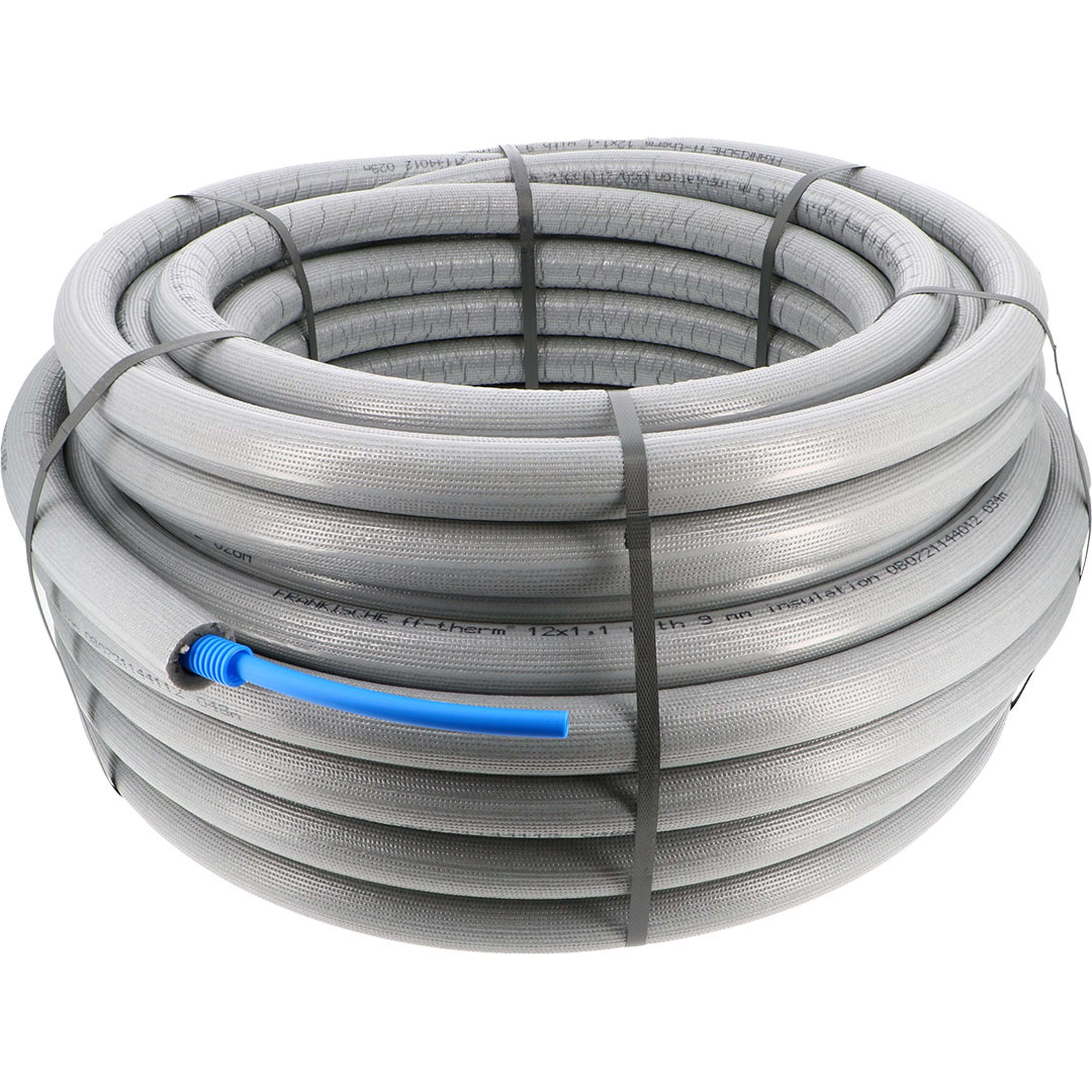 PB Tub - PER Isolé 9mm Ø 16x20 Bleu -Cour. 50m Prégainé-Isolant Gris 0.039 W/m.K-40°