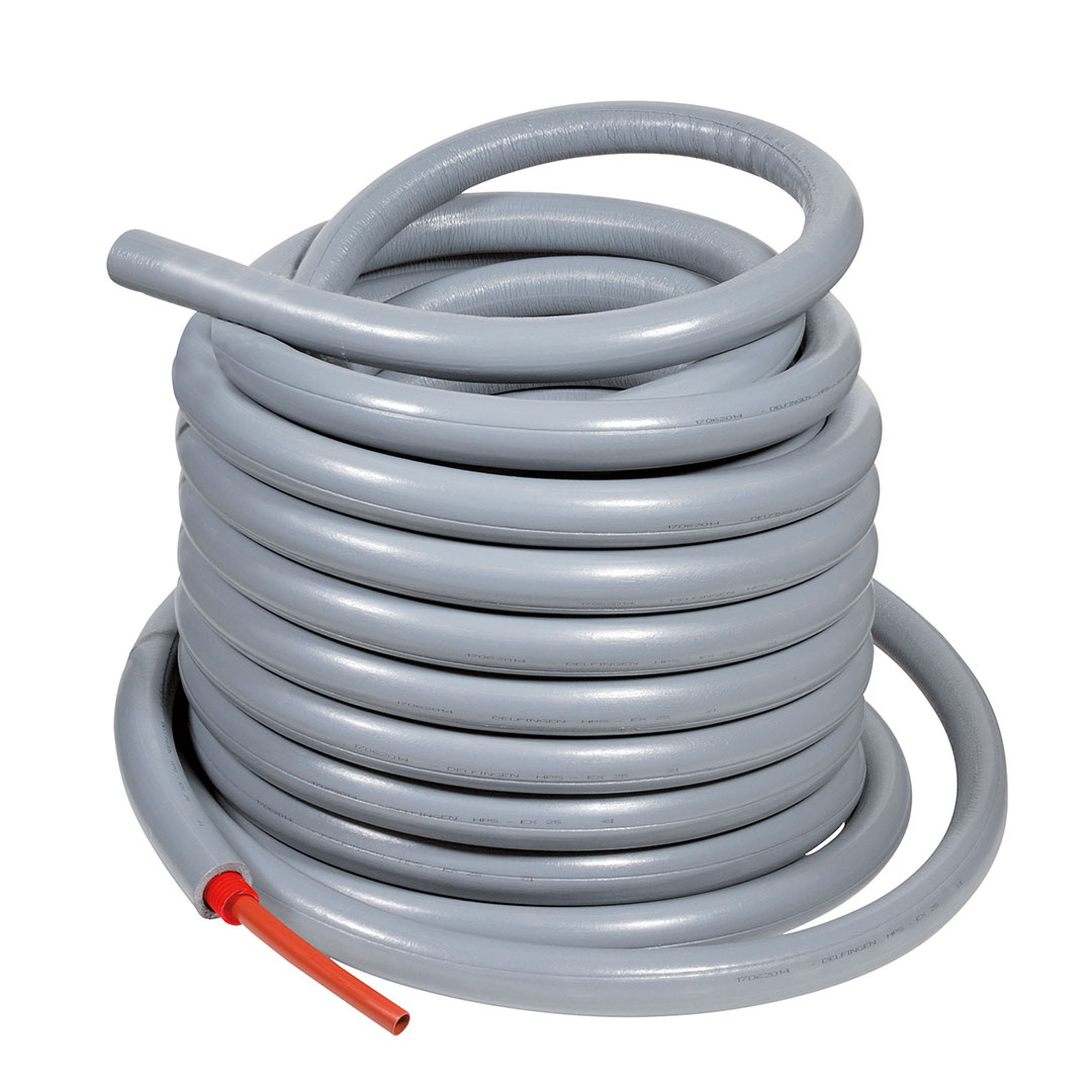 PB Tub - PER Isolé 9mm Ø 20x25 Rouge -Cour. 50m Prégainé-Isolant Gris 0.039 W/m.K-40°