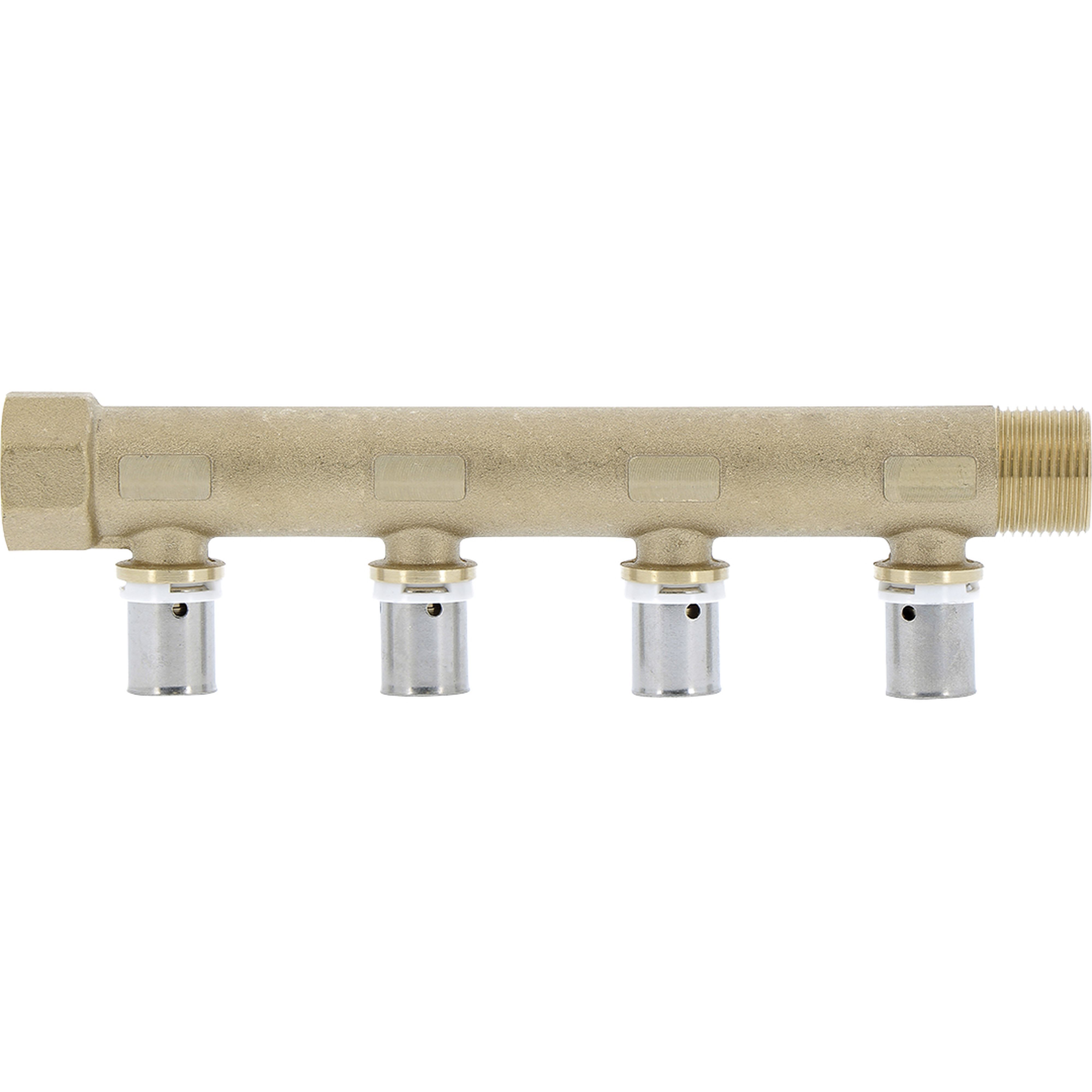 PB Tub - Collecteur R 3/4"-PER Ø16- 4 dériv. 1/2" Racc. SERTIpress intégrés-Entraxe 50mm