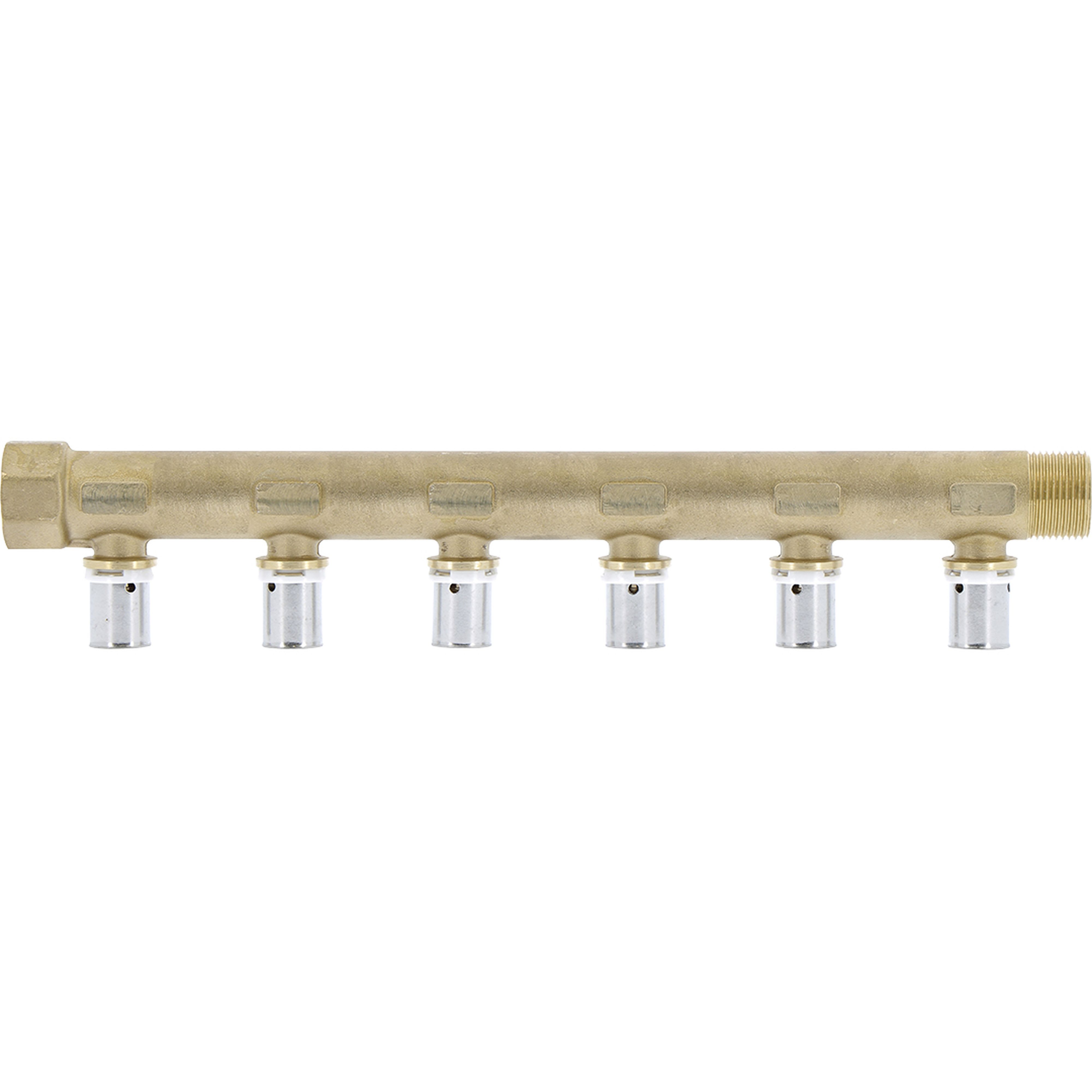 PB Tub - Collecteur R 3/4"-PER Ø16- 6 dériv. 1/2" Racc. SERTIpress intégrés-Entraxe 50mm