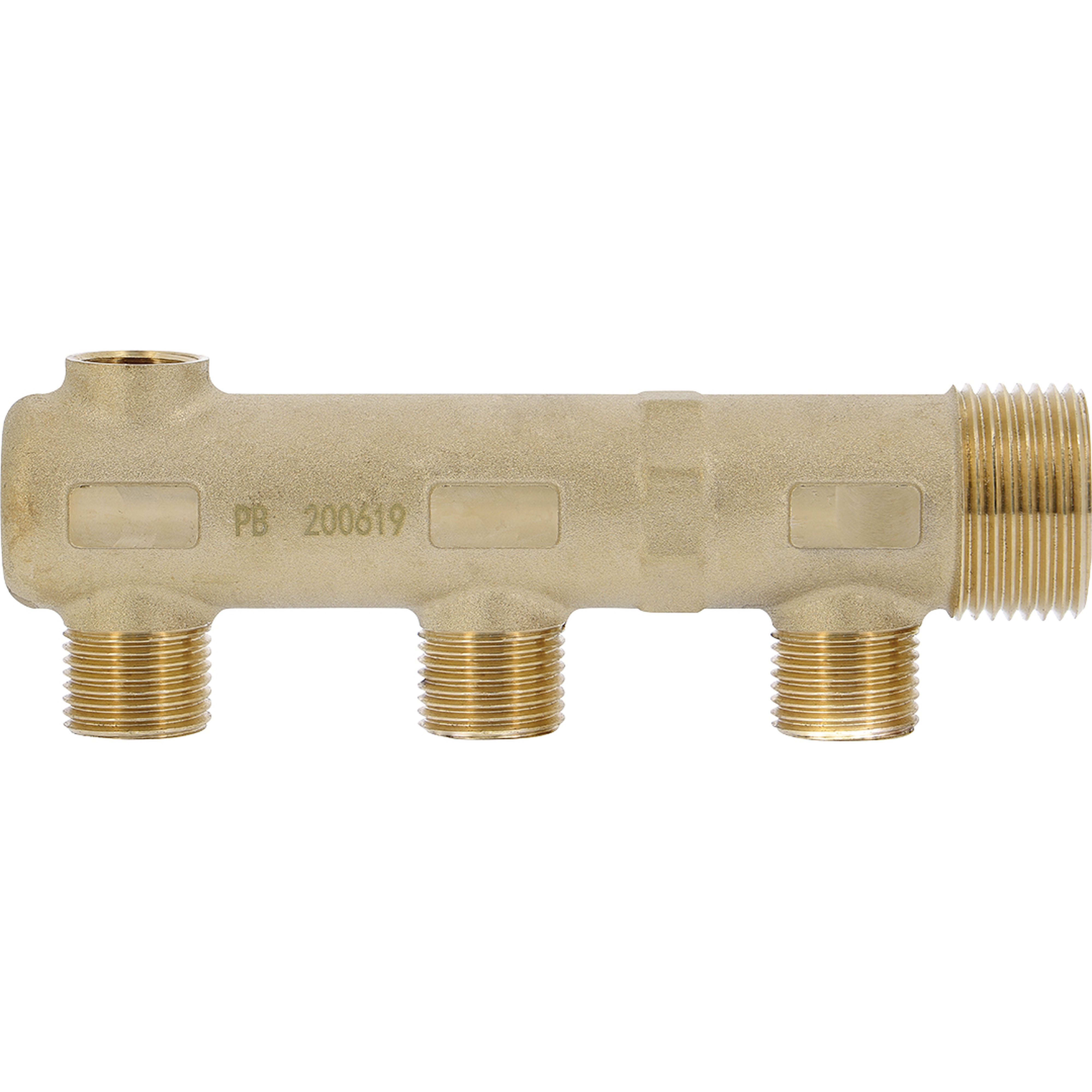 PB Tub - Collecteur Simple 1"-3 dériv. 1/2"-Avec prise purgeur 3/8"- Entraxe 50mm-Ø 30mm