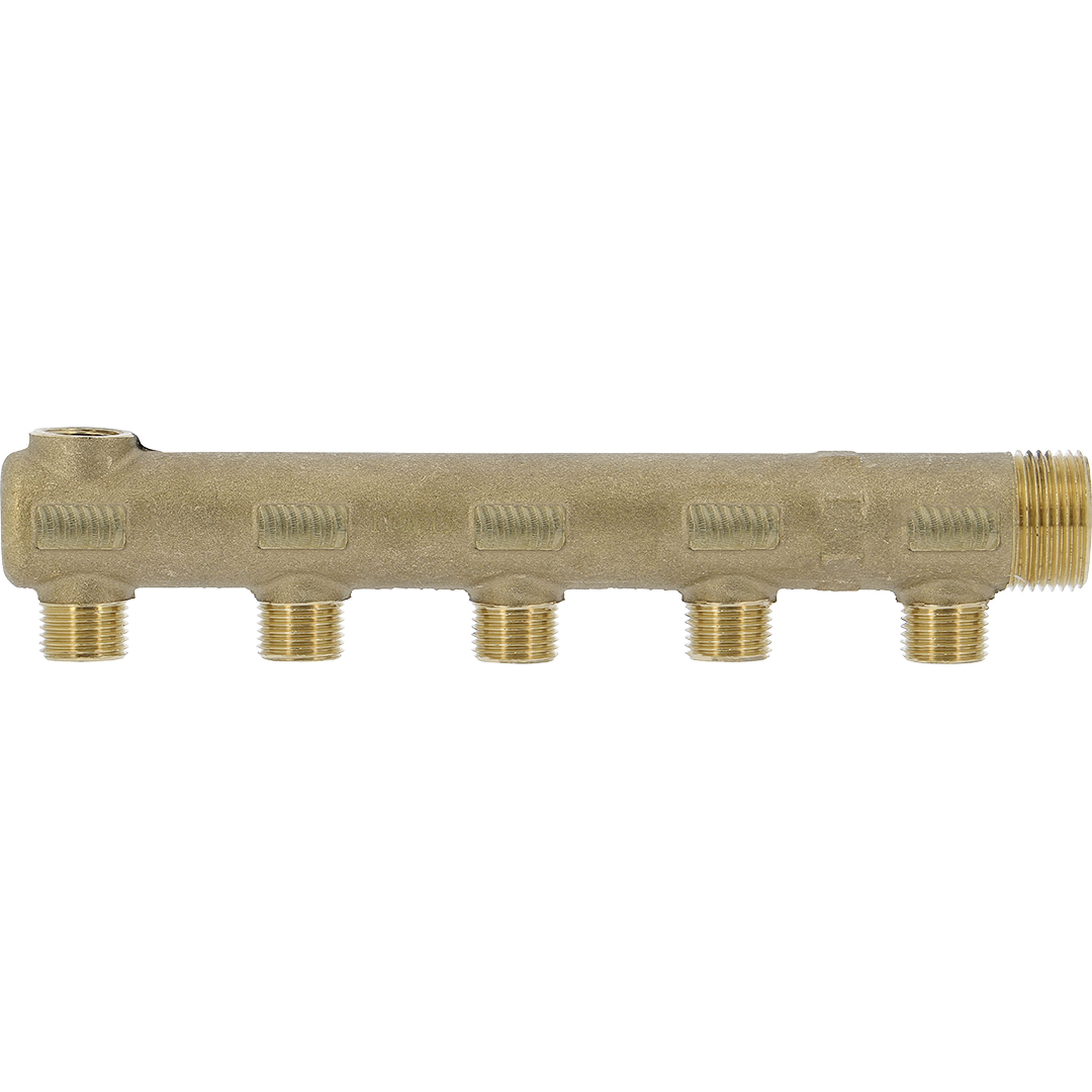 PB Tub - Collecteur Simple 1"-5 dériv. 1/2"-Avec prise purgeur 3/8"- Entraxe 50mm-Ø 32mm
