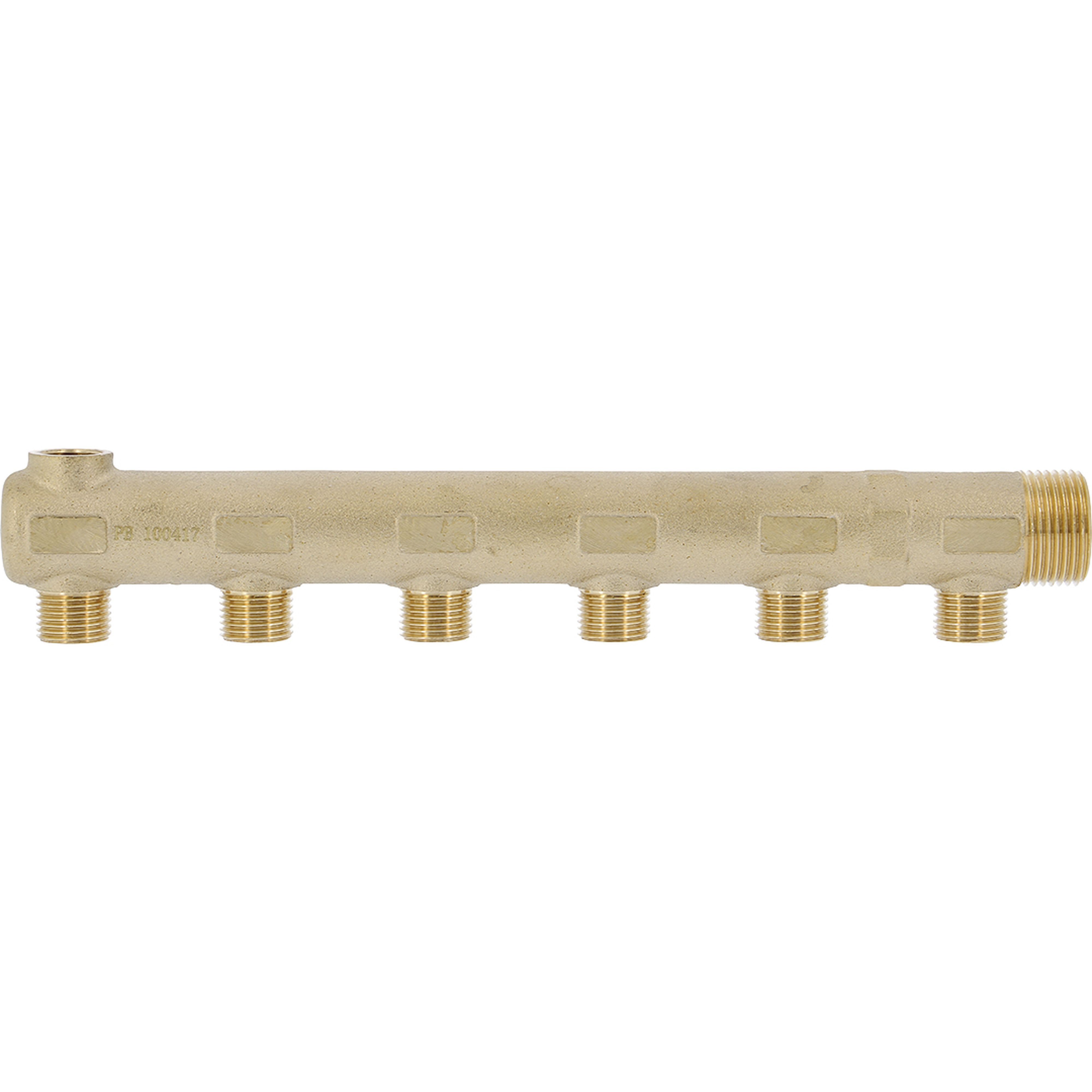 PB Tub - Collecteur Simple 1"-6 dériv. 1/2"-Avec prise purgeur 3/8"- Entraxe 50mm-Ø 32mm