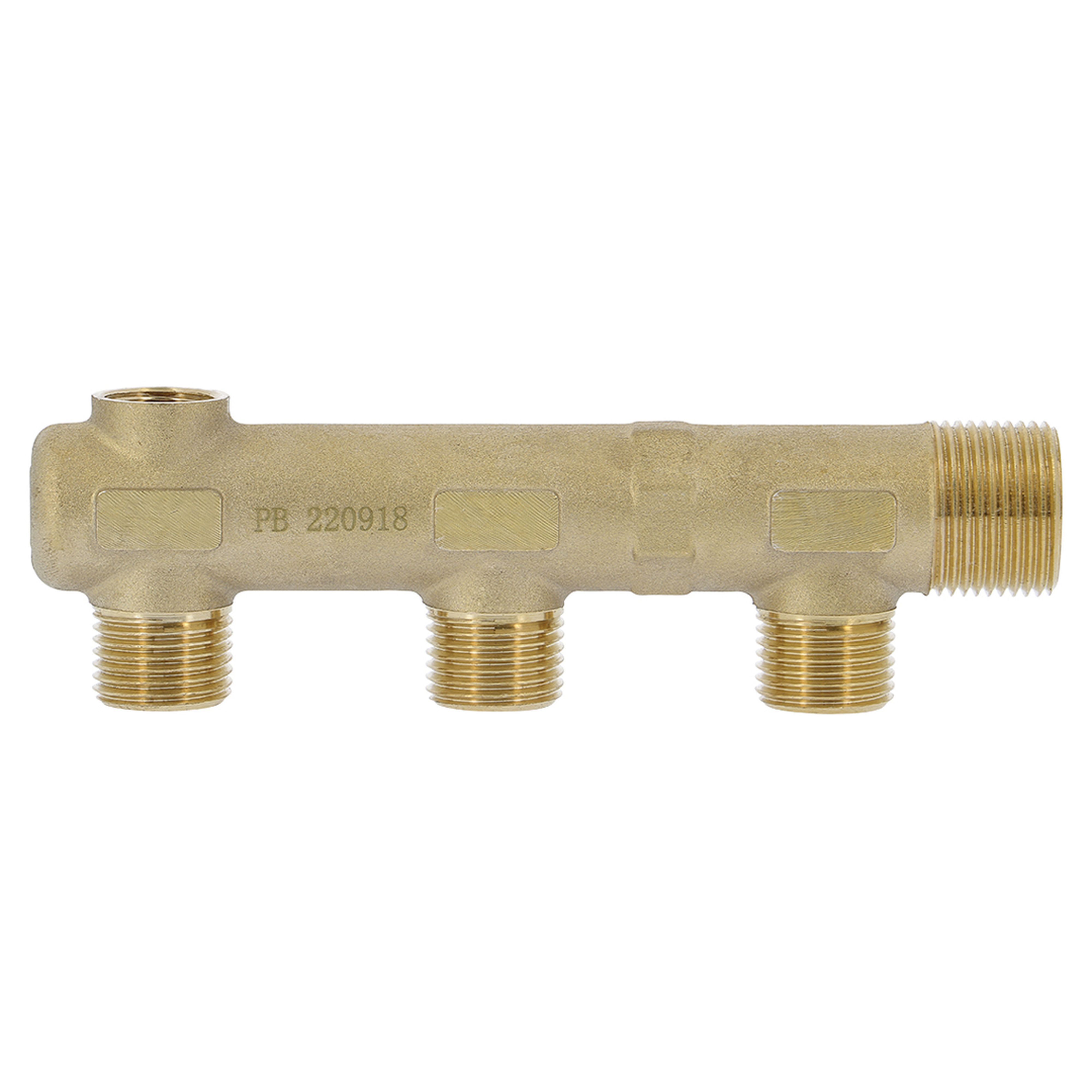 PB Tub - Collecteur Simple 3/4"-2 dériv.1/2"-Avec prise purgeur 3/8"- Entraxe 50mm-Ø 25mm