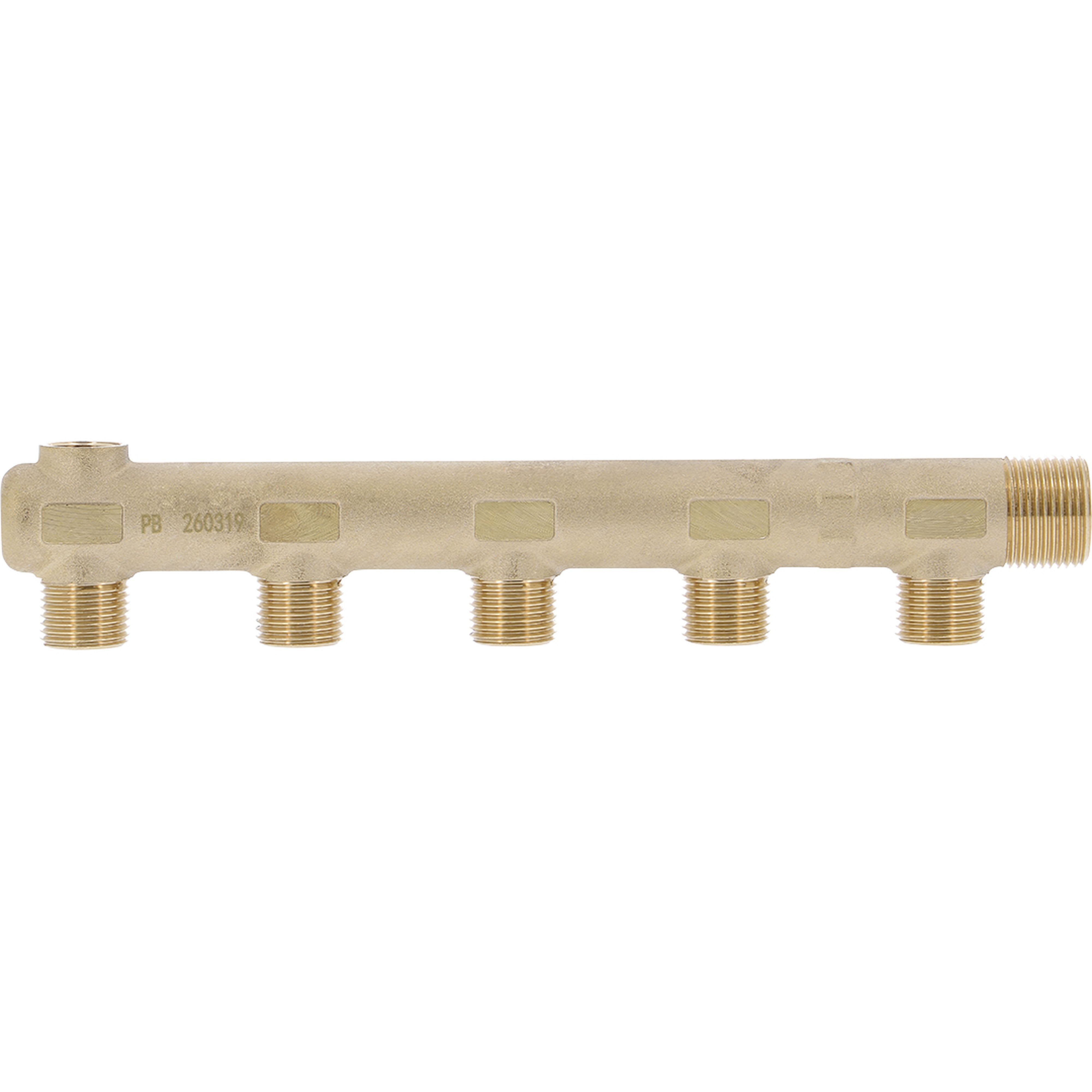 PB Tub - Collecteur Simple 3/4"-5 dériv.1/2"-Avec prise purgeur 3/8"- Entraxe 50mm-Ø 25mm