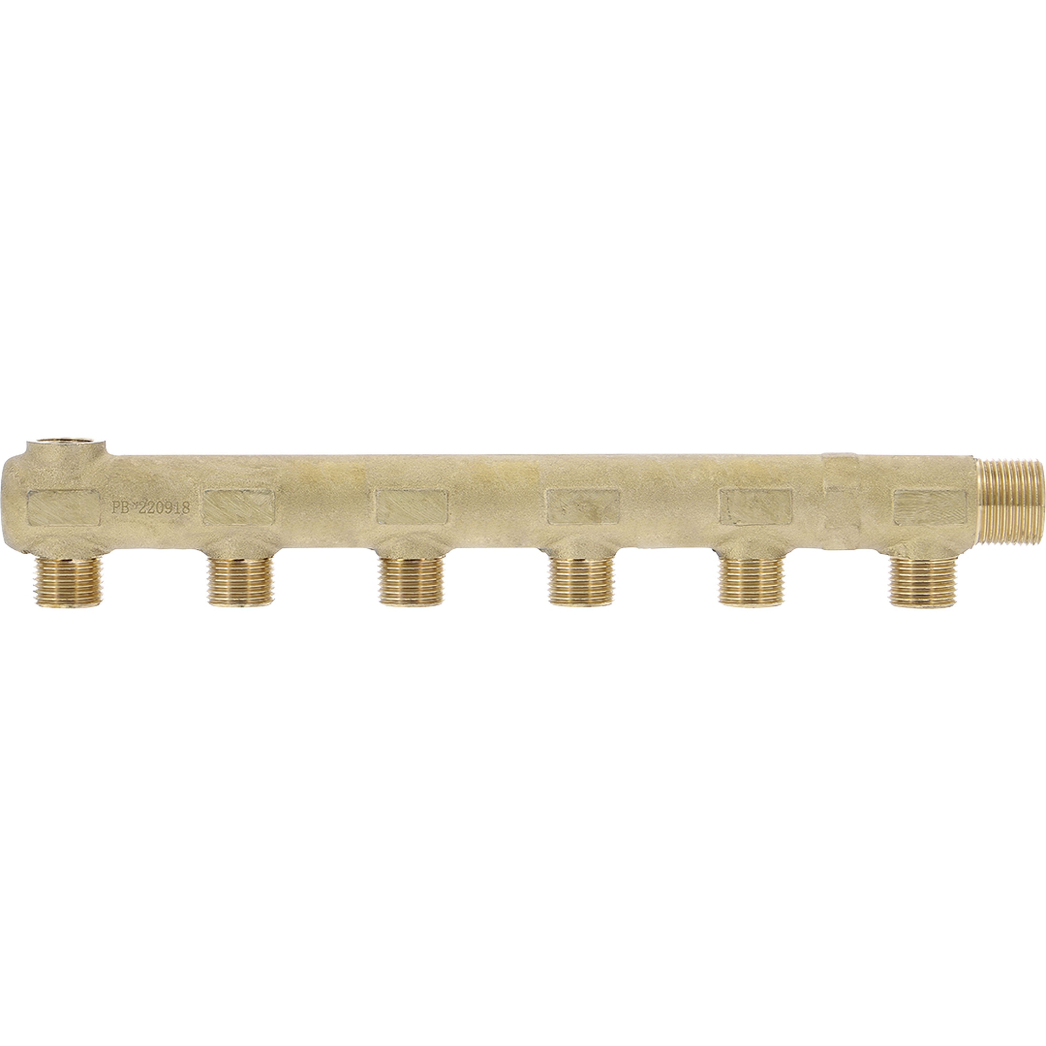 PB Tub - Collecteur Simple 3/4"-6 dériv.1/2"-Avec prise purgeur 3/8"- Entraxe 50mm-Ø 28mm