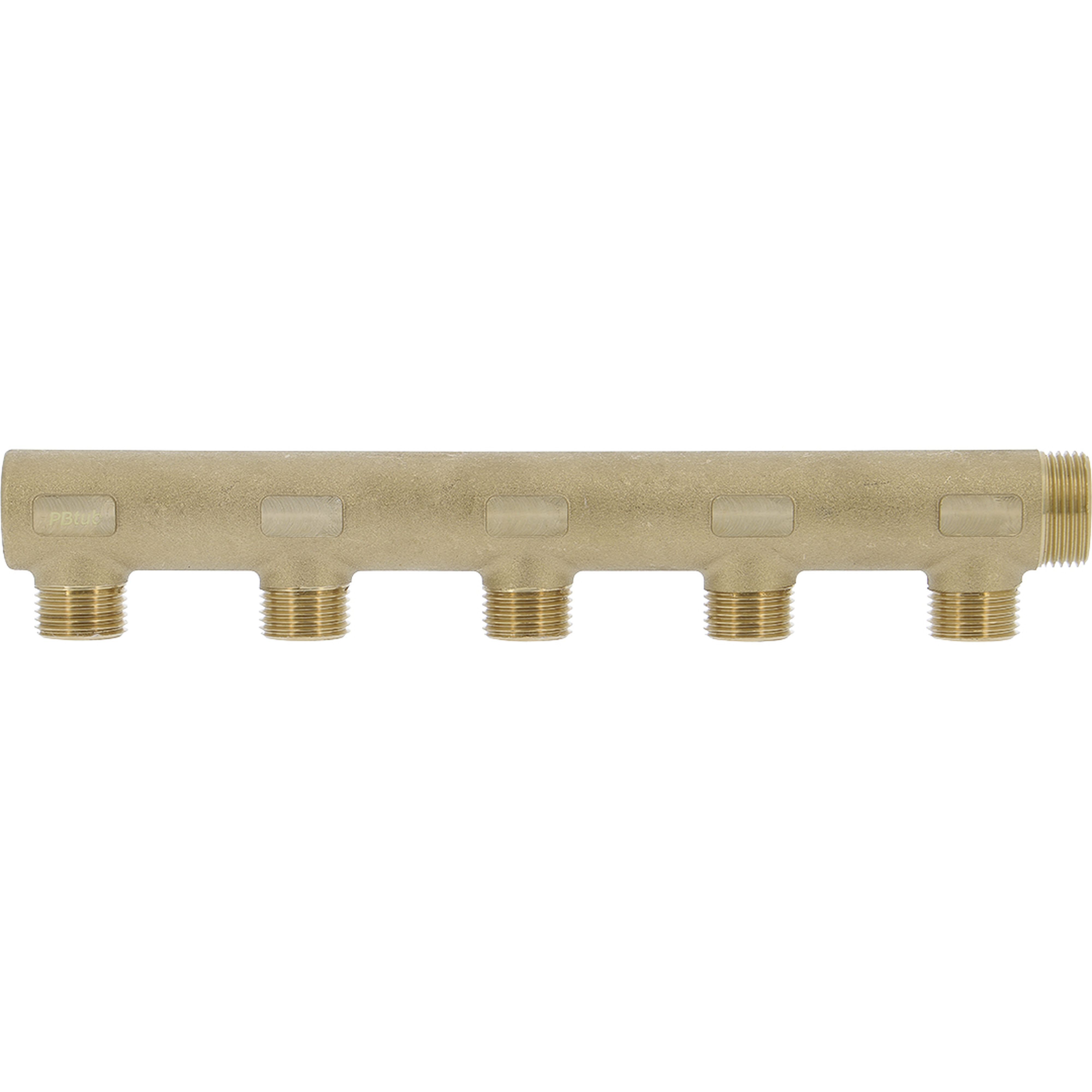 PB Tub - Collecteur Simple 3/4"-5 dériv.1/2"-Sans prise purgeur- Entraxe 50mm-Ø 27mm