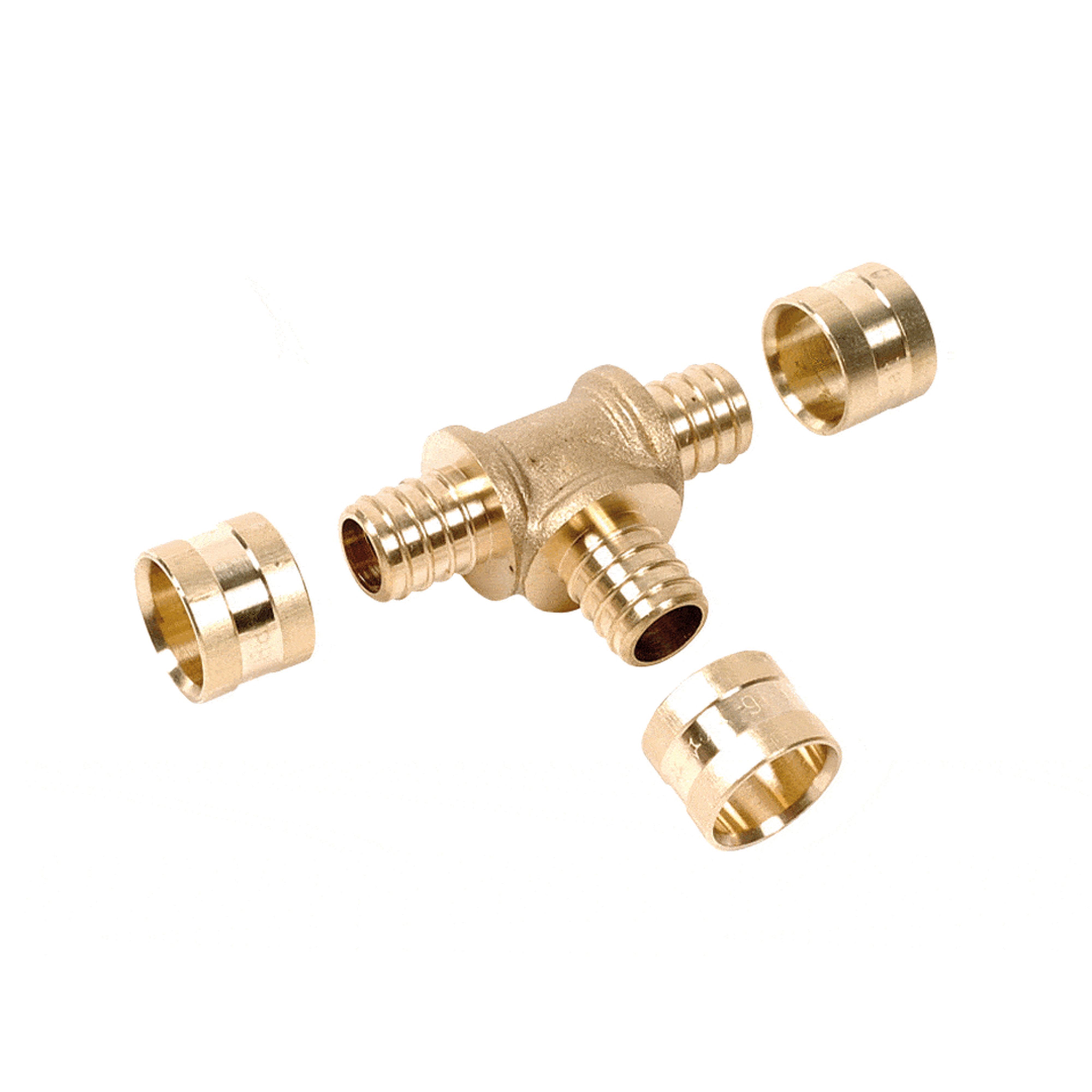 PB Tub - Té Egal PER Ø 20x25 mm Raccord à glissement laiton SERTIgliss