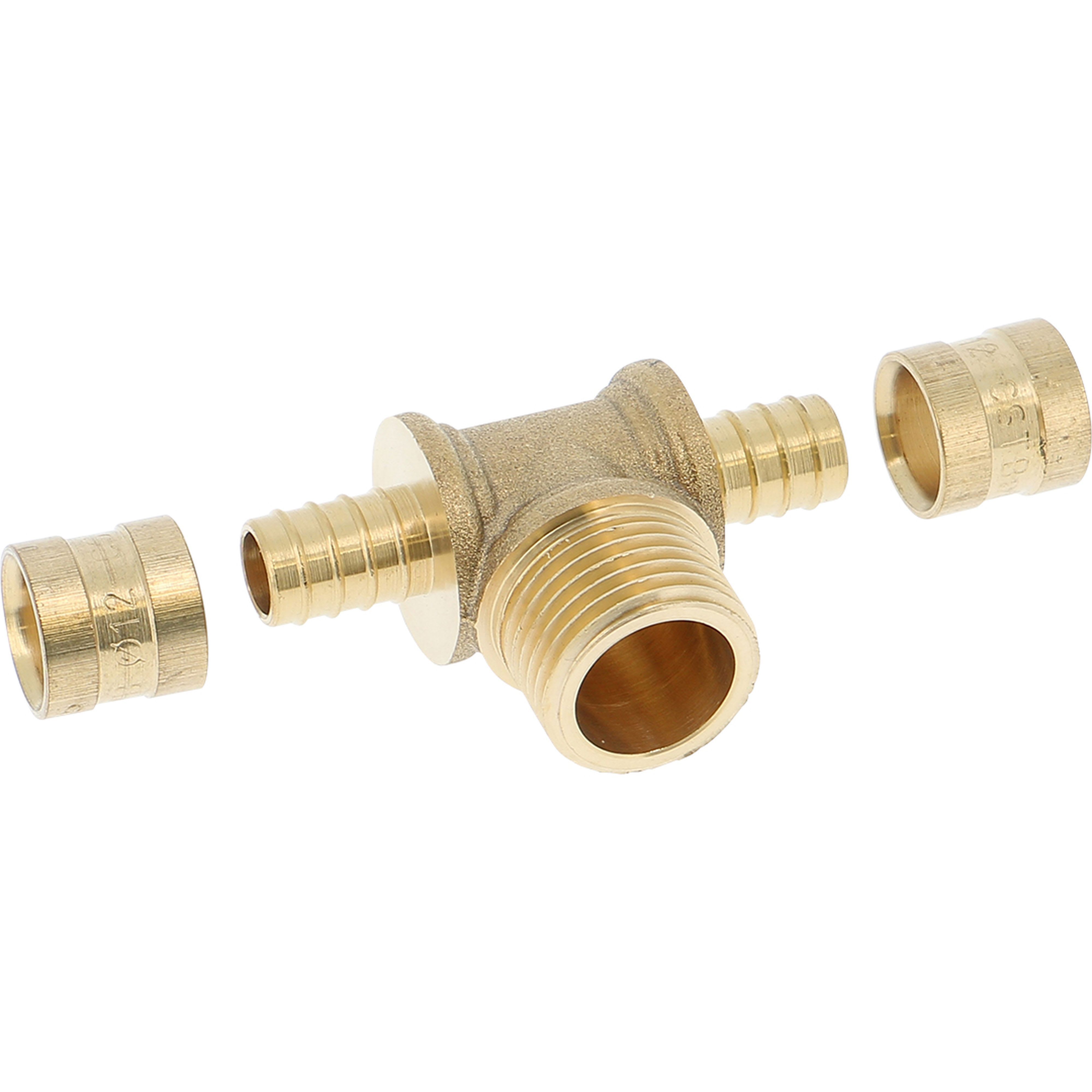 PB Tub - Té Mâle 3/4" - PER Ø 20x25mm Raccord à glissement laiton SERTIgliss