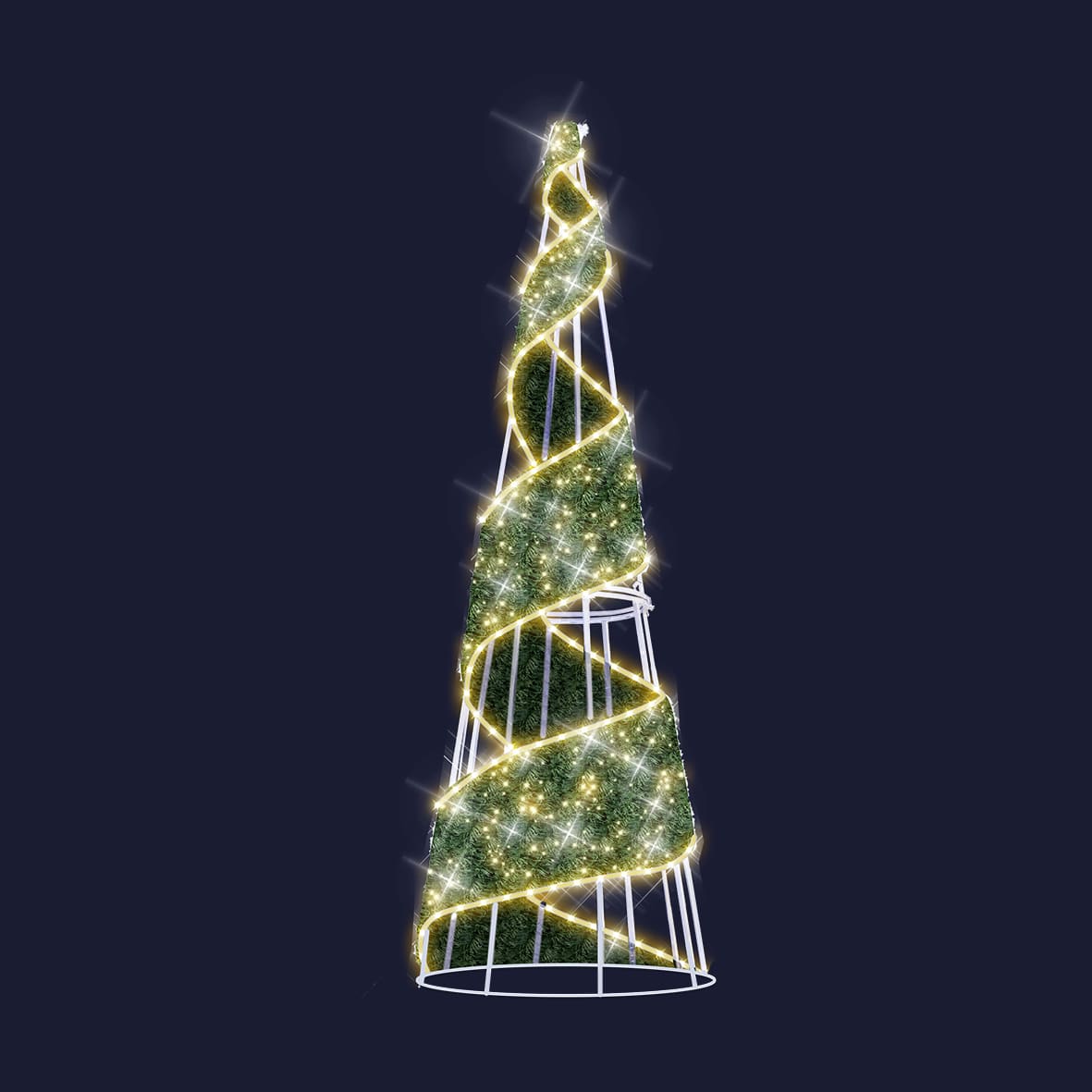 Festilight - RIBBON TREE - Sapin ruban Vert H4m x Ø1m - LED blanc chaud pétillant -230V