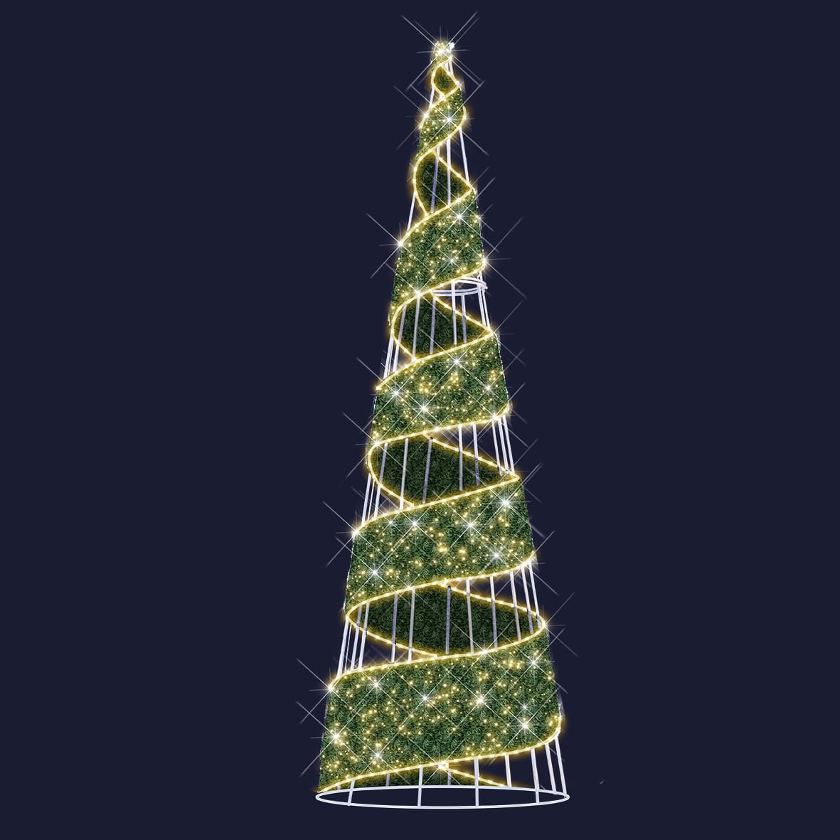 Festilight - RIBBON TREE - Sapin ruban Vert - H6m x Ø2m - LED blanc chaud pétillant -230V