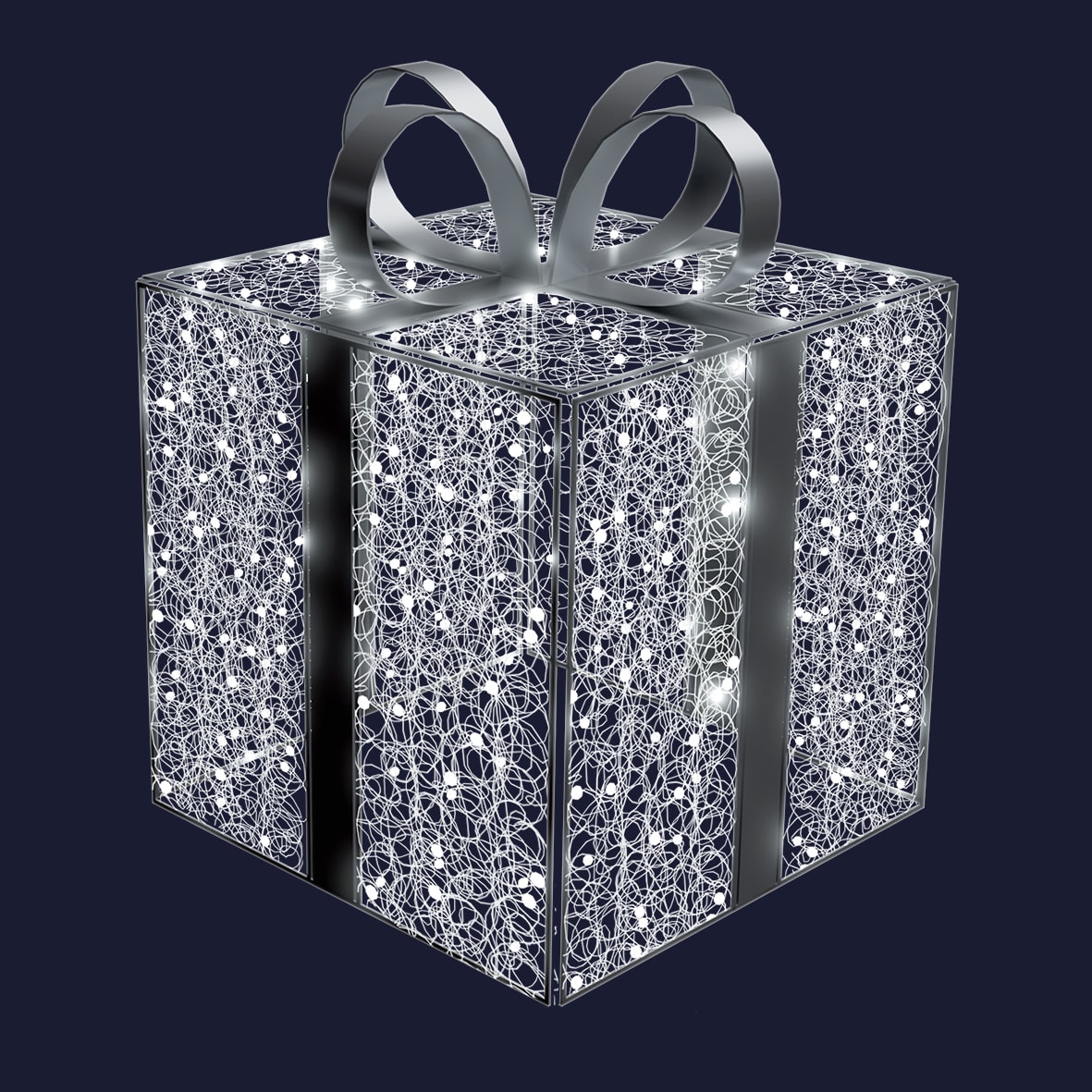 Festilight - GIFT - Décor 3D à poser, H1,05xL0,80xP0,80m, LED blanc froid pétillant, 24V