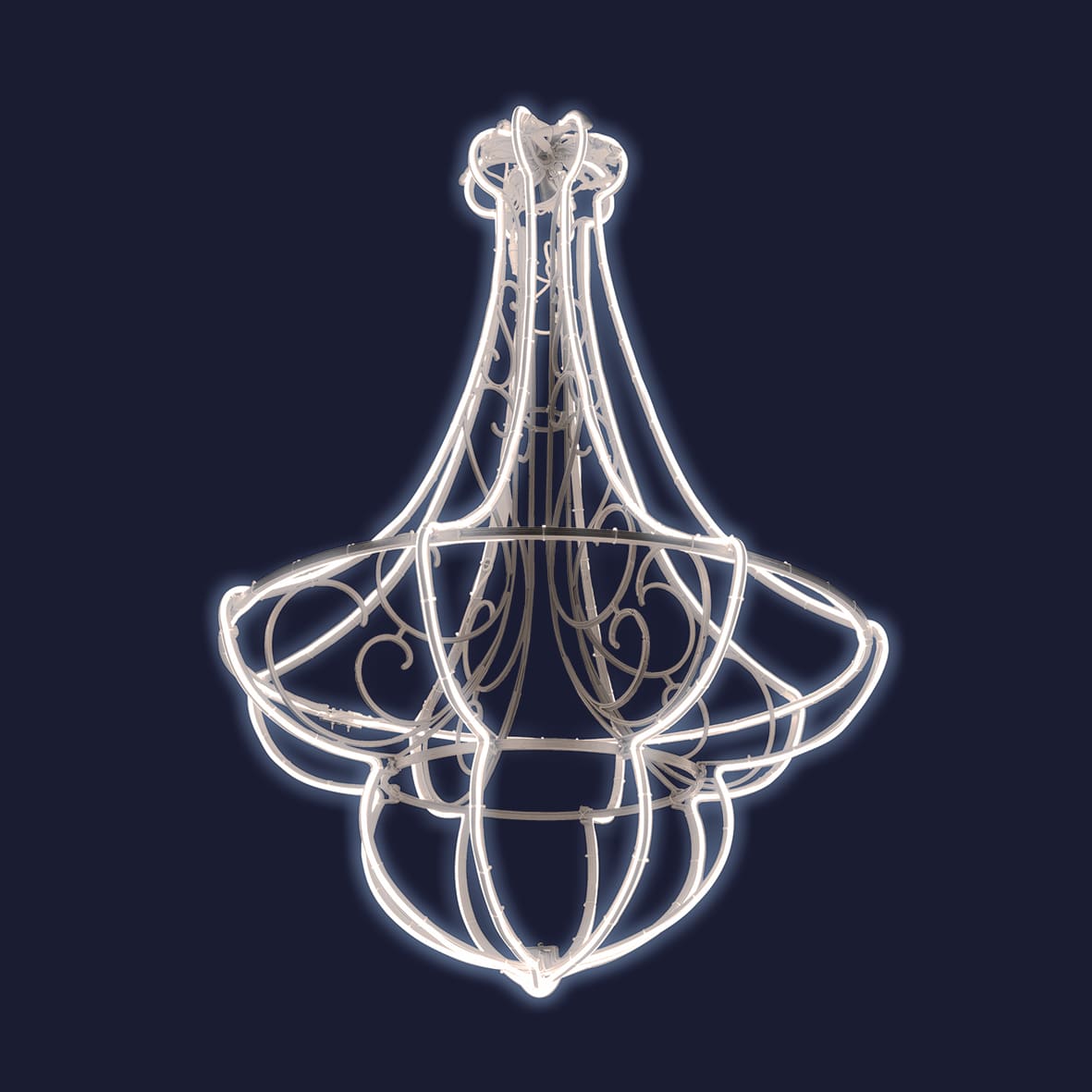 Festilight - Chandelier Motif Français Néon Blanc froid H185 - Largeur 125cm