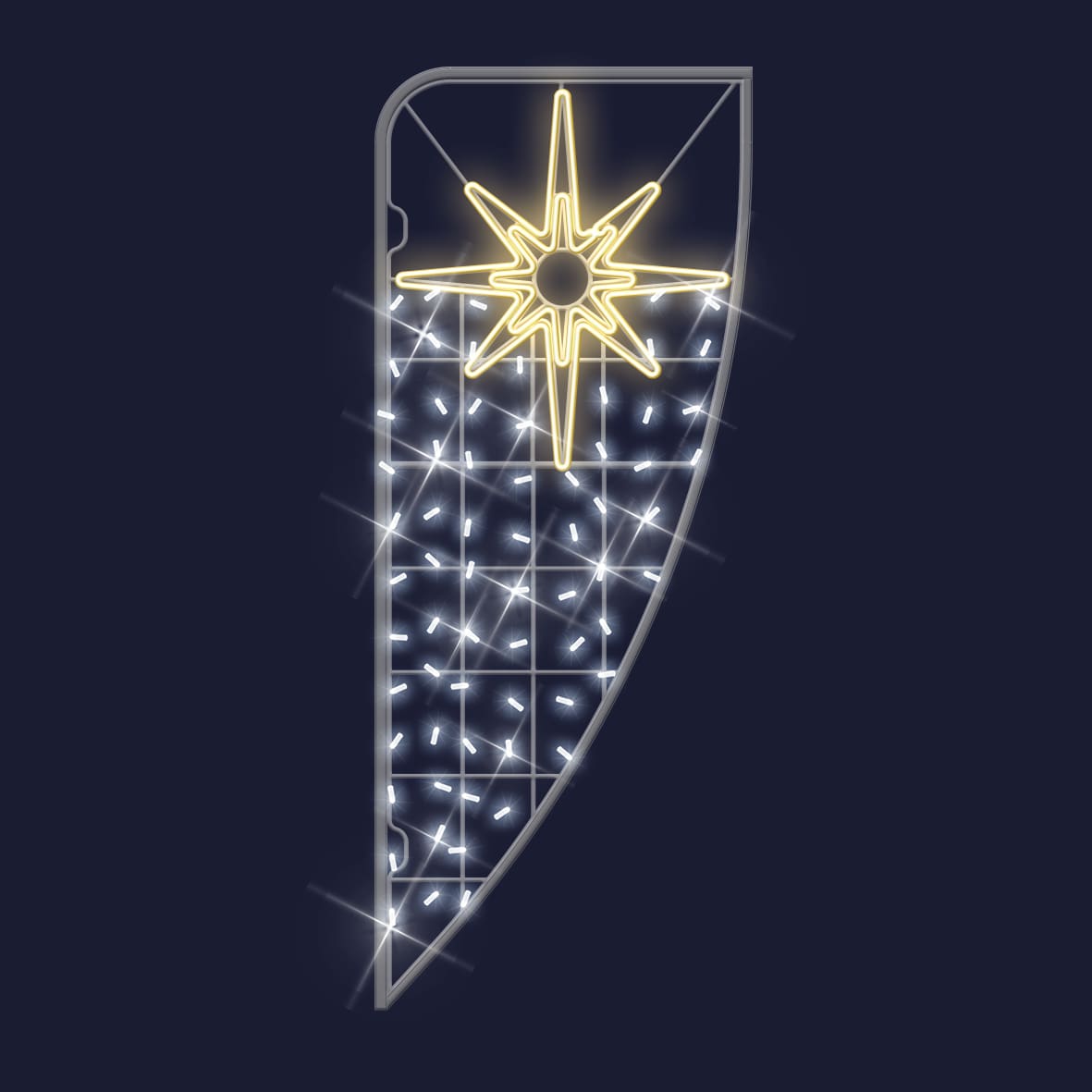 Festilight - NAOS-Motif poteau étoile H1,7MxL0,8M-Struc. Impr.3D-LED blanc/néon blanc chaud