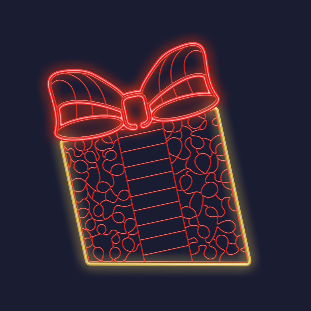 Festilight - GEORGES - LMF - Cadeau 2D - H1,45m x L1,33m - Néon blanc chaud et rouge - 230V