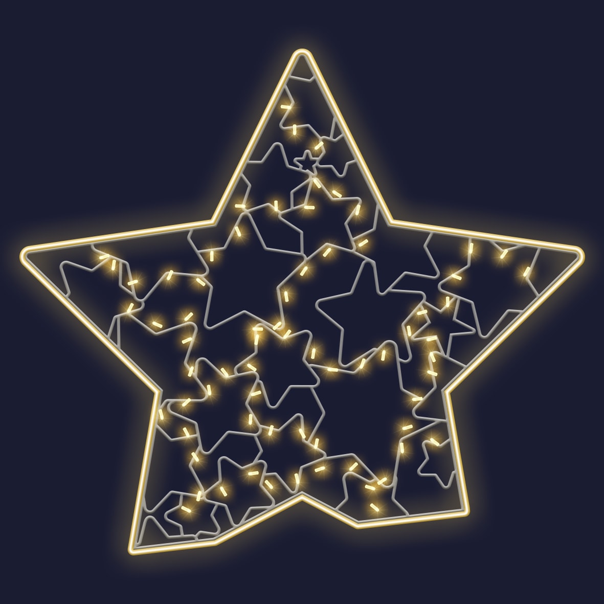 Festilight - ETHEL - LMF -Etoile 2D -H1,53xL1,37M -Néon blanc chaud et guirlande LED -230V