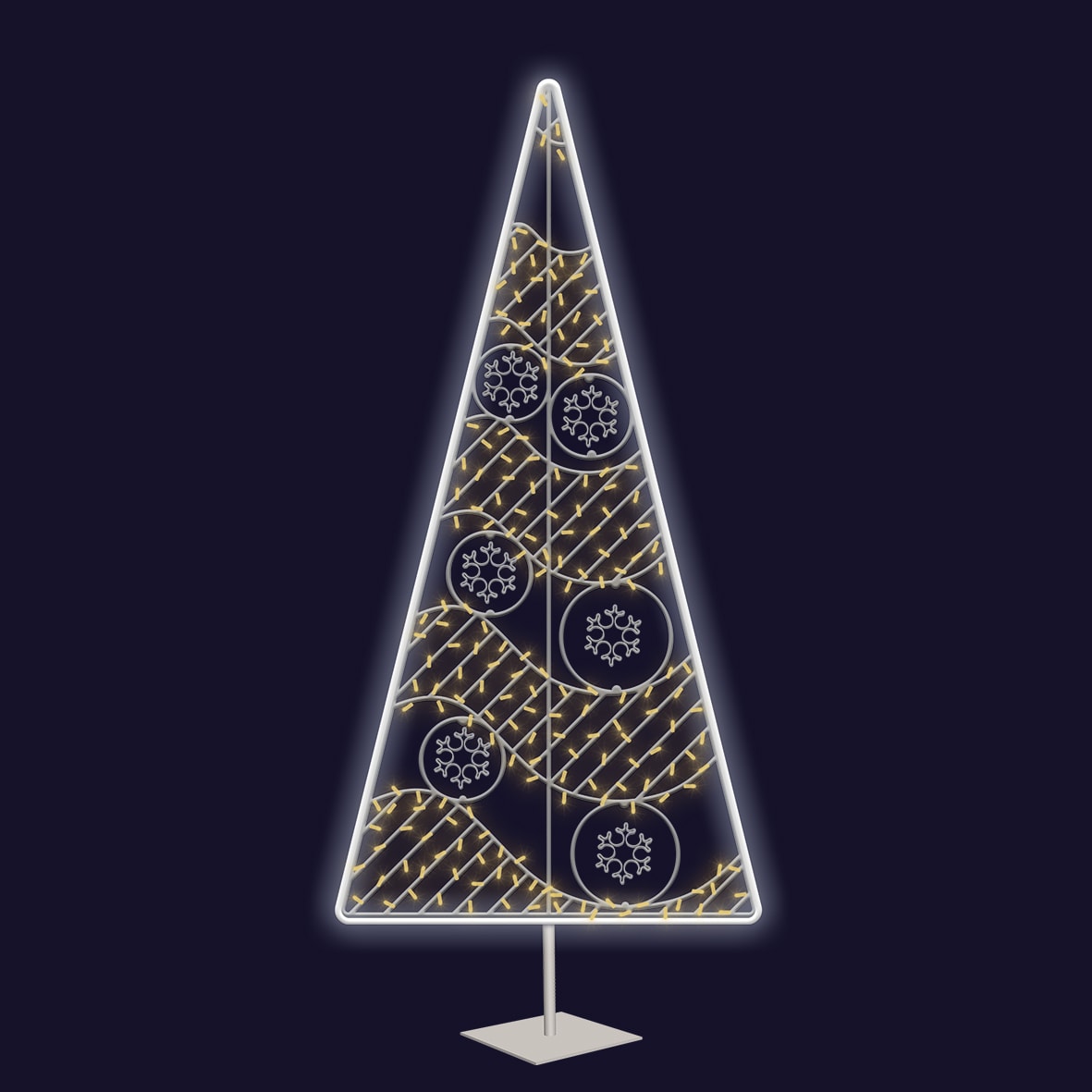 Festilight - ABEL -LMF-Sapin 2D-H1,72xL0,85m-Néon blanc froid/Led blanc chaud-avec socle-230V