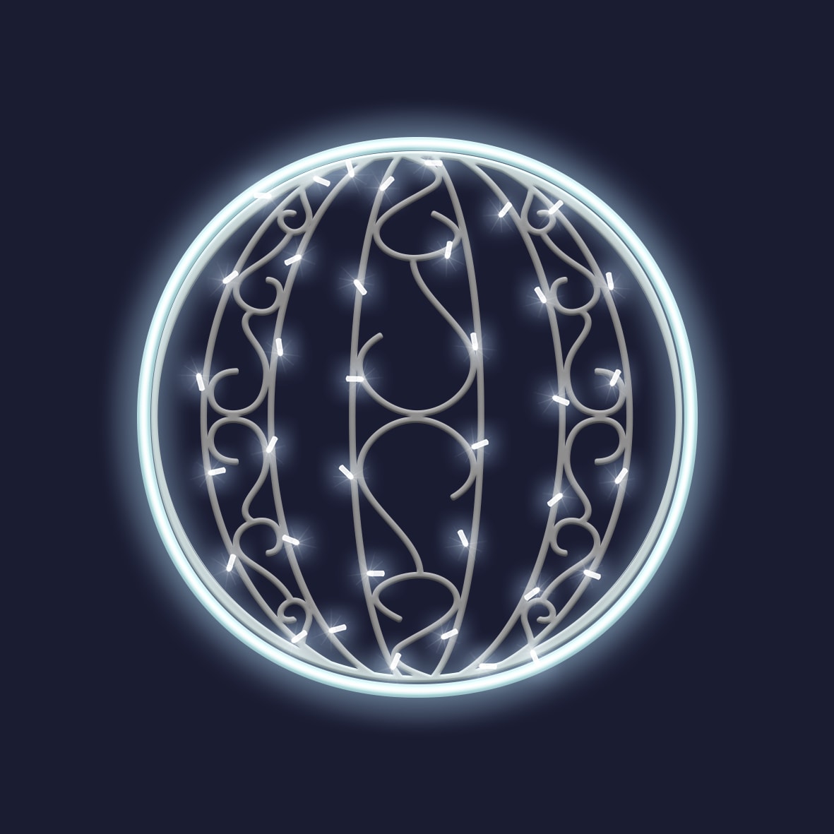 Festilight - JEAN - LMF - Boule 2D - H0,64xL0,64M - Néon blanc froid -230V