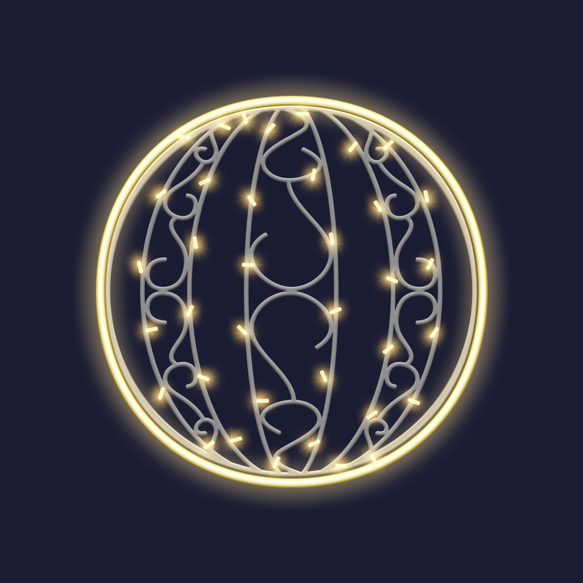 Festilight - JEAN - LMF - Boule 2D - H0,64xL0,64M - Néon blanc chaud -230V