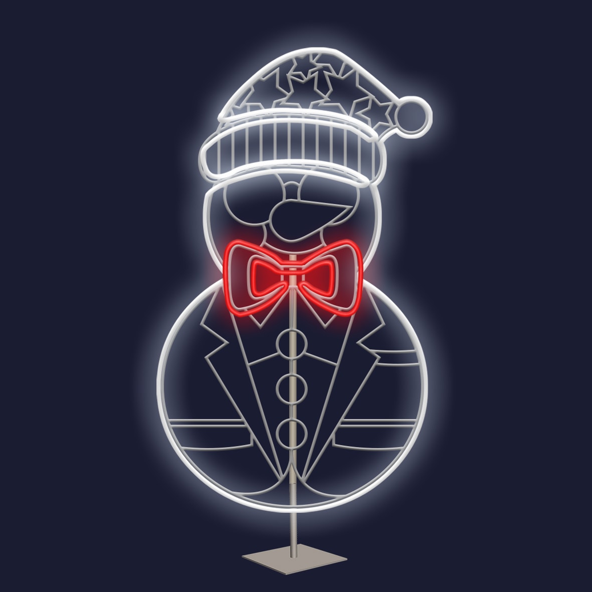 Festilight - GASTON - LMF - BONHOMME DE NEIGE H1.48 x L0.86M - Néon blanc et rouge