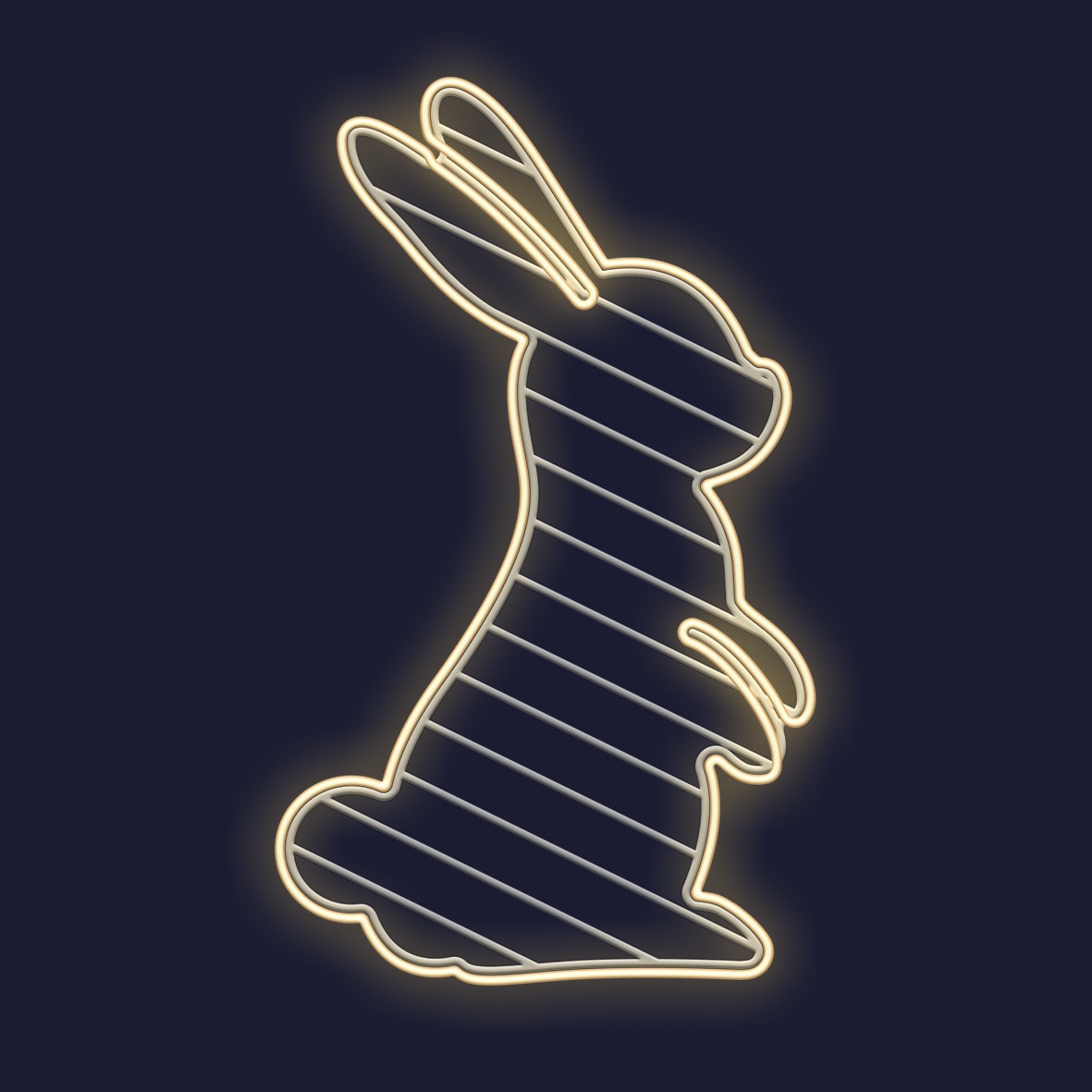 Festilight - GERMAIN - Motif impression 3D Lapin -H73,5xL43cm - NEON BLANC CHAUD - 230V