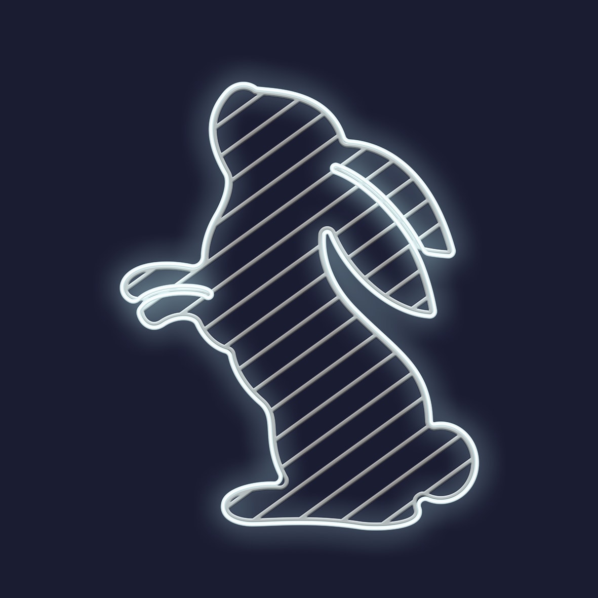 Festilight - ACHILLE - Motif impression 3D Lapin -H80cmxL64cm - NEON BLANC FROID - 230V