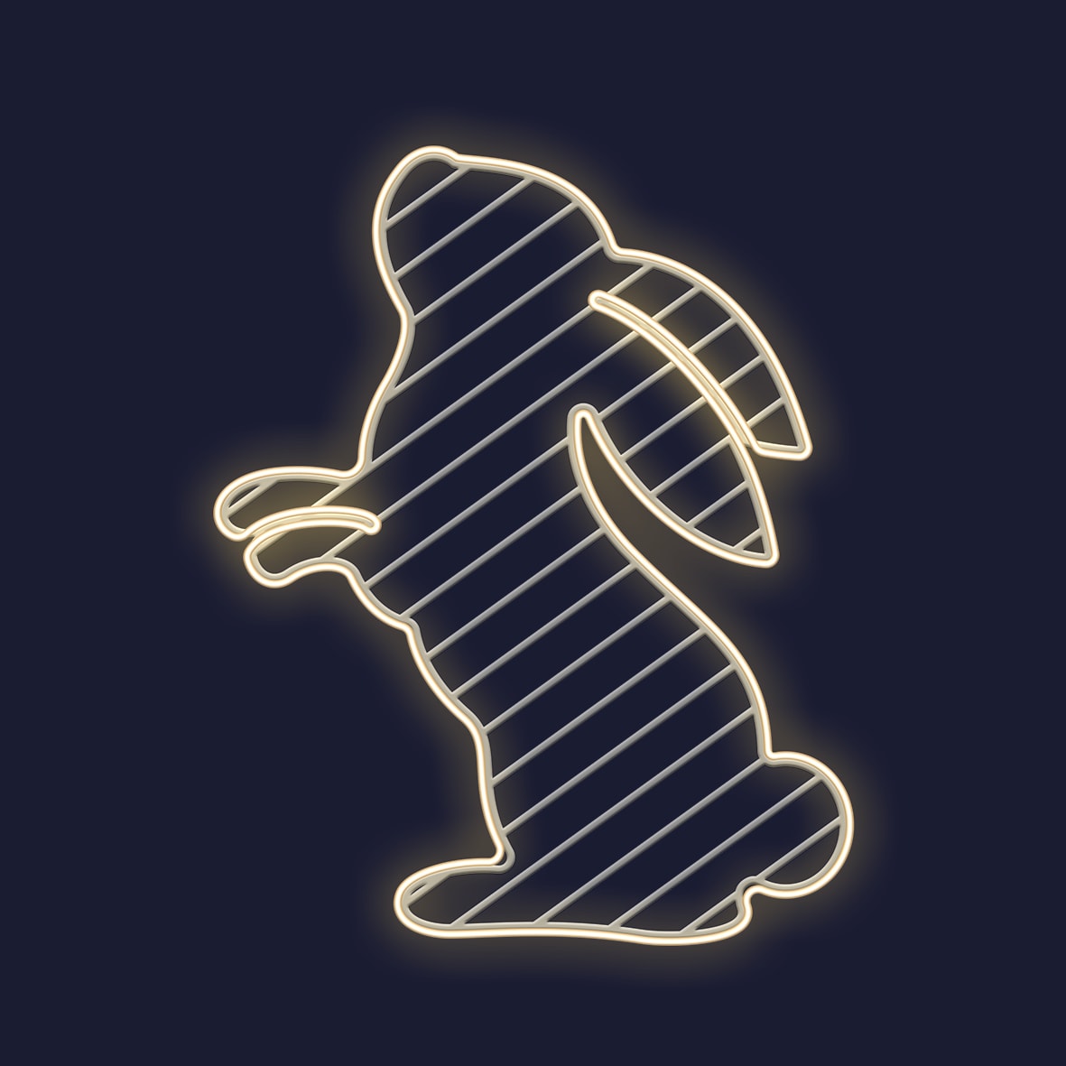 Festilight - ACHILLE - Motif impression 3D Lapin -H80cmxL64cm - NEON BLANC CHAUD - 230V