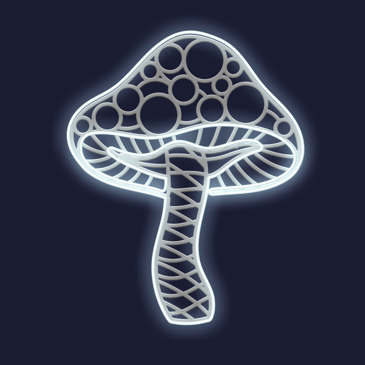 Festilight - FLORENTIN -Petit Champignon Impression 3D - H89x72cm - NEON BLANC FROID - 230V