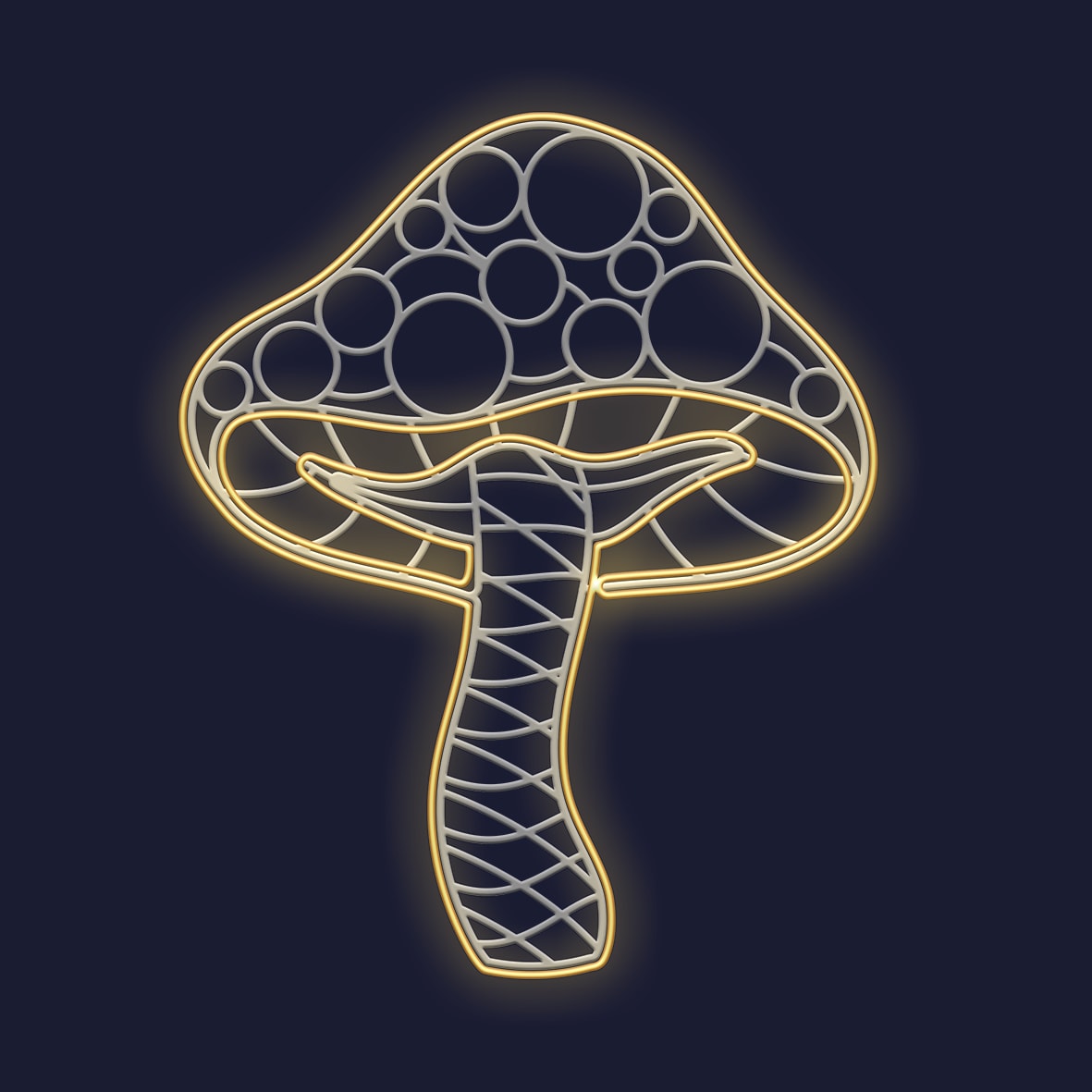 Festilight - FLORENTIN -Petit Champignon Impression 3D - H89x72cm - NEON BLANC CHAUD - 230V