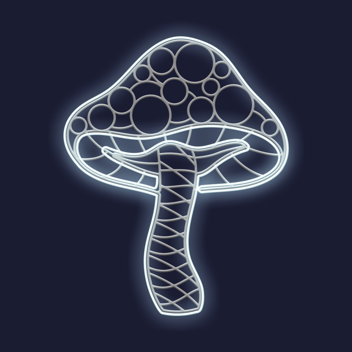 Festilight - FLORENTIN -Grand Champignon Impression 3D - H1,43MxL1,15M - NEON BLANC FROID - 2