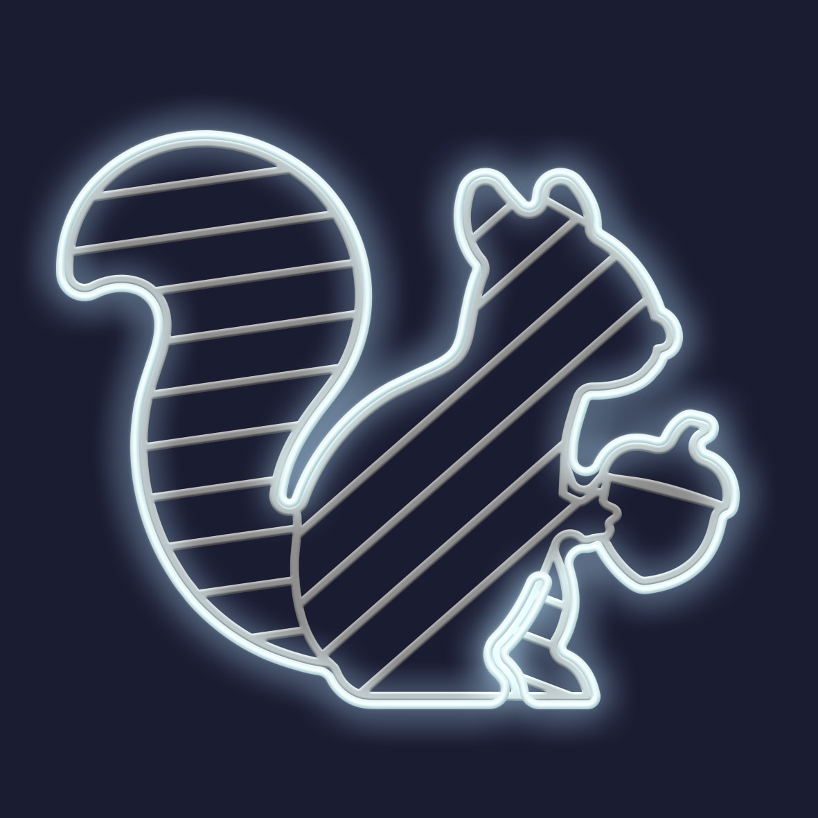 Festilight - LEOPOLD - Ecureuil motif impression 3D - H65xL77cm - NEON BLANC FROID - 230V